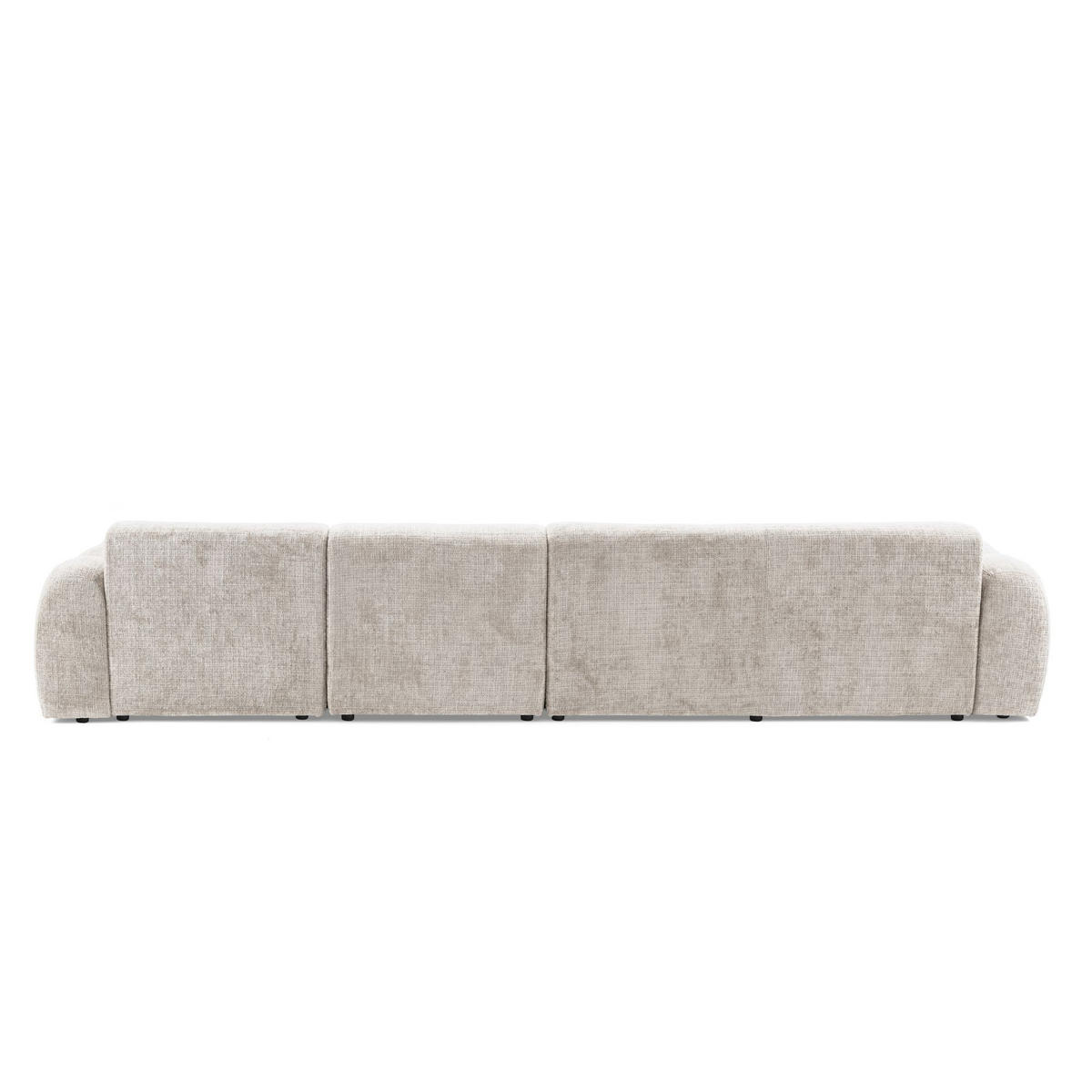 5-SITZER modulares Ecksofa VEER SET 2 Rechts, 175x379 cm, Chenille Webstoff Creme - Creme/Schwarz, Holz/Kunststoff (175/379cm) - Muffo