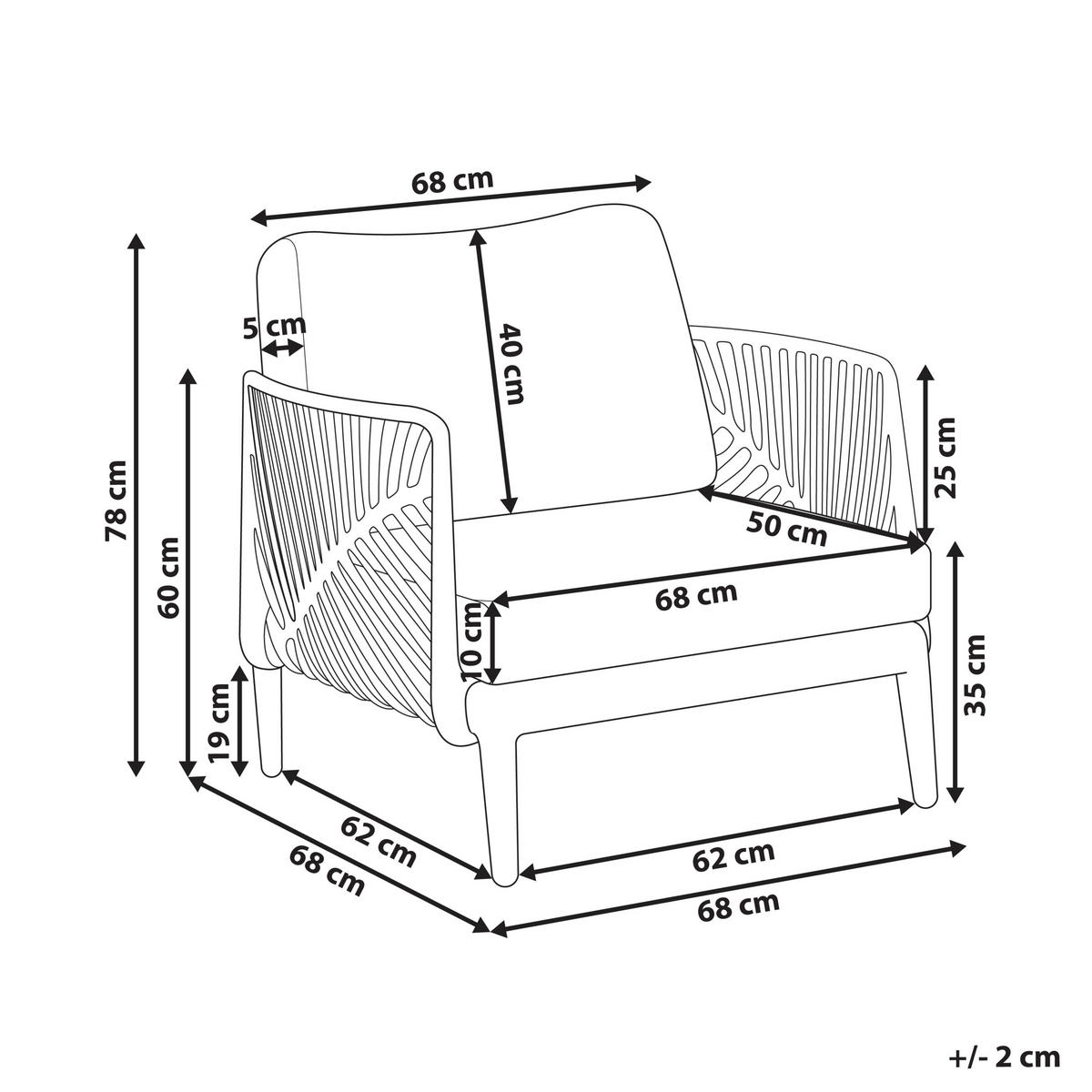 SESSEL Hellgrau Saturnia - Hellgrau, Kunststoff (68/78/68cm) - Beliani