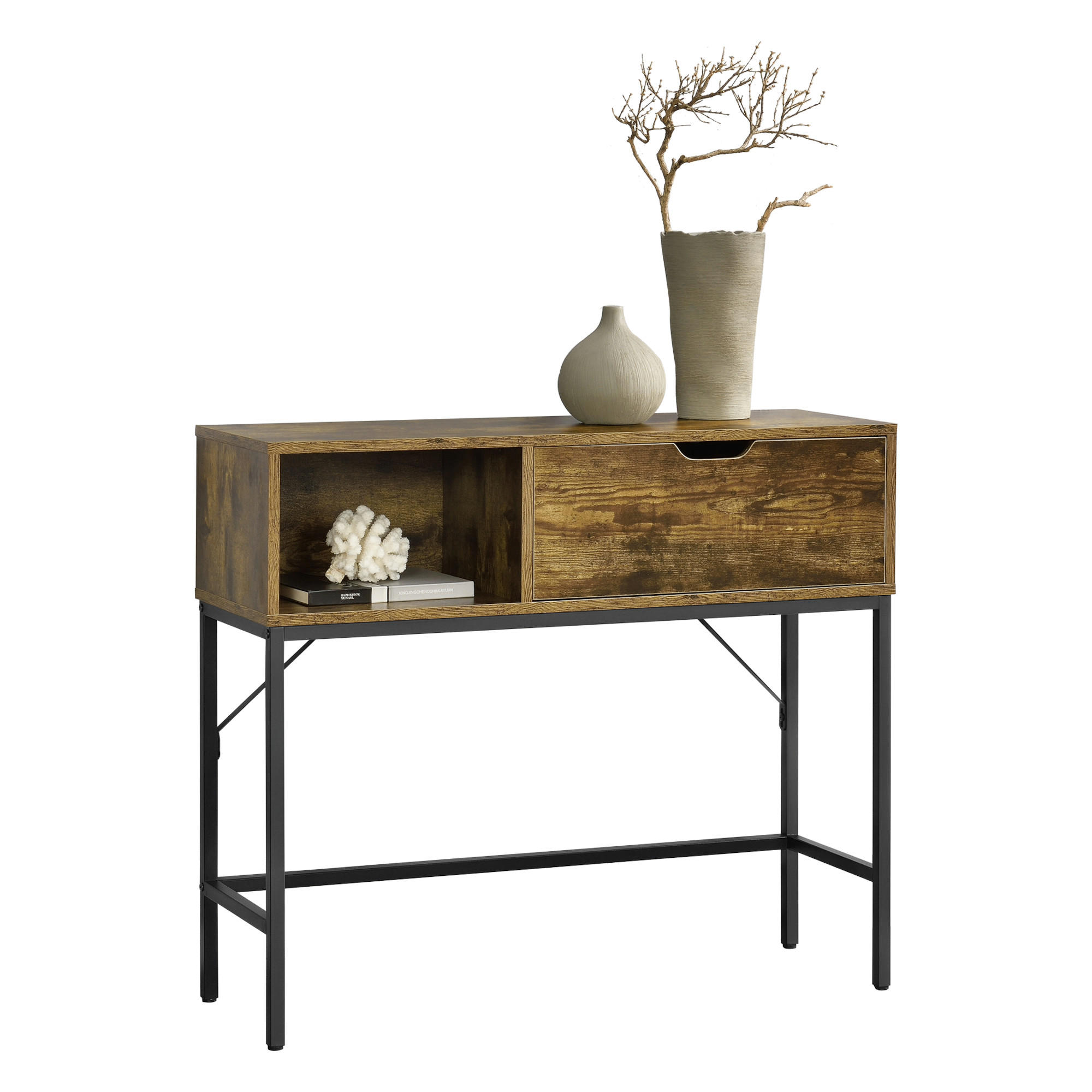 KONSOLENTISCH Tranemo - Braun, Metall (30/92/80cm) - [en.casa]
