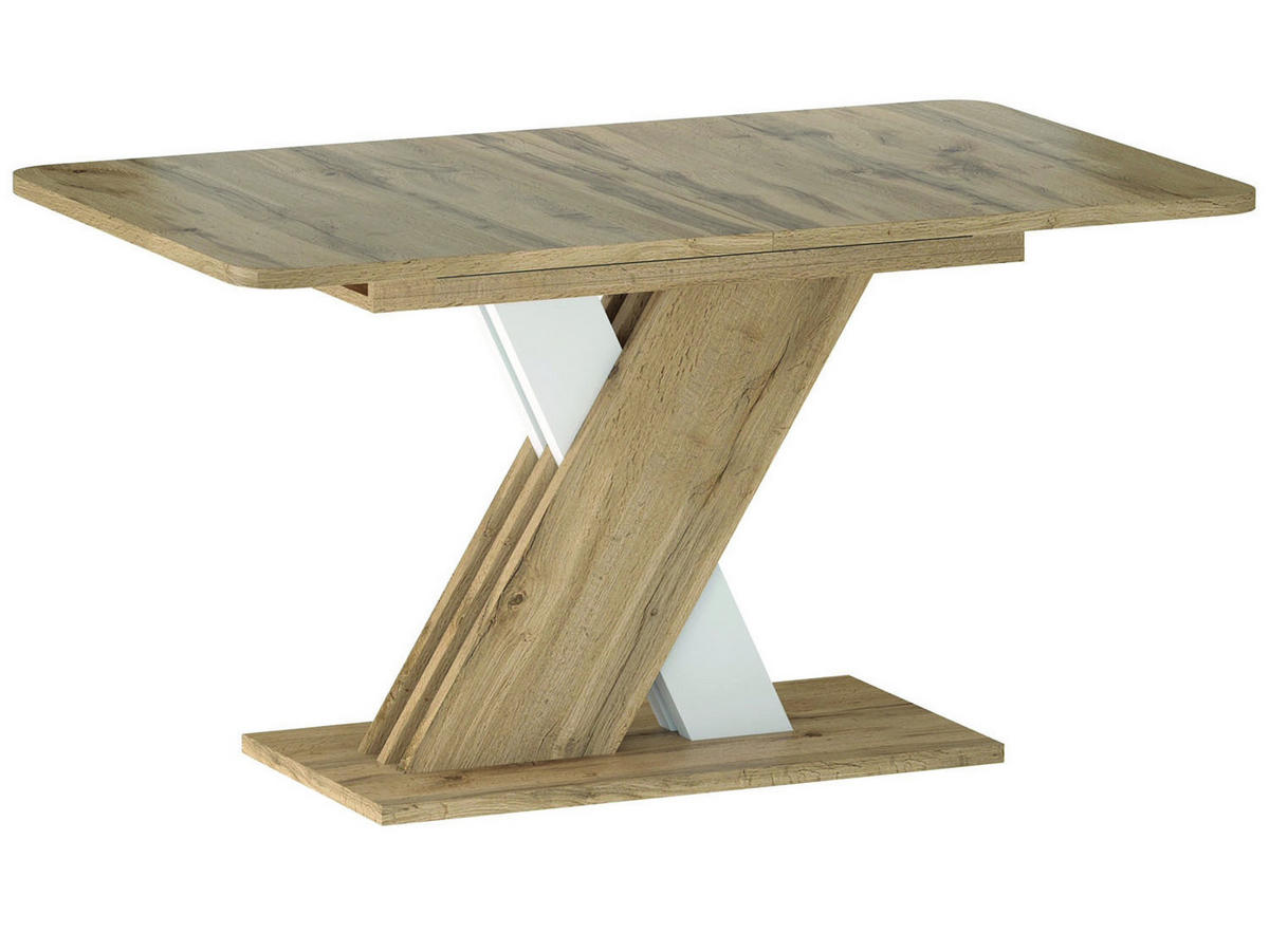 ESSTISCH rechteckig Eiche Wotan - Weiß ausziehbar - Eiche Wotan, Holzwerkstoff (85/140/76cm) - designimpex