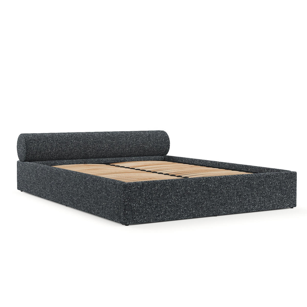 POLSTERBETT Solvo mit Stauraum 180/200 cm Grau im Blur Stoff - Schwarz/Naturfarben, Holz/Holzwerkstoff (180/200cm) - AltaBeds