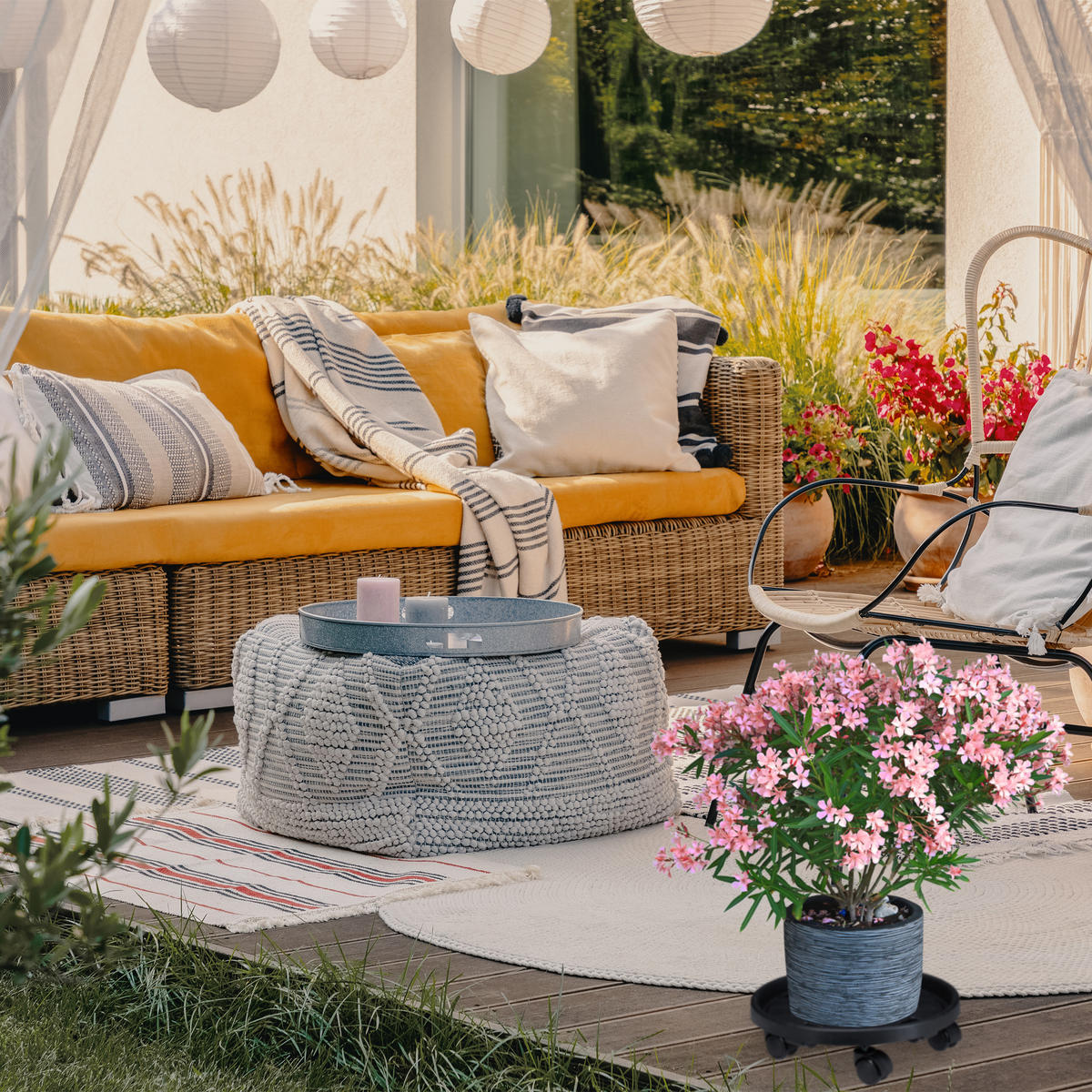 2XPFLANZENROLLER - Schwarz, Kunststoff/Metall (35.5/10/35.5cm) - Relaxdays