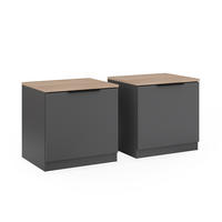 NACHTTISCH Betti Anthrazit 50 x 50 cm 2er Set - Anthrazit/Sonoma Eiche, Holzwerkstoff (50/50/42cm) - Vicco