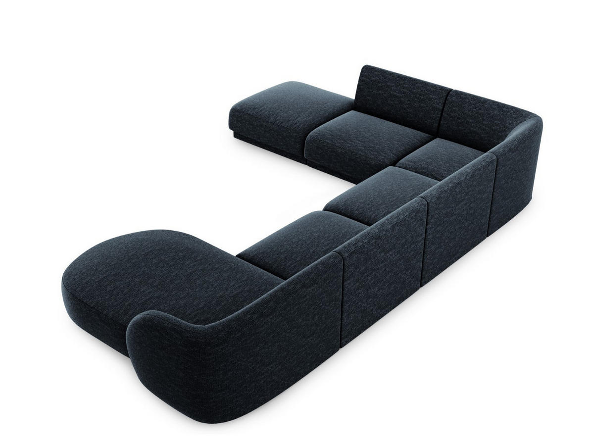 PANORAMASOFA links Miley aus Chenille-Stoff königsblau 6 Sitzplätze - Blau, Textil (255/70/330cm) - Micadoni