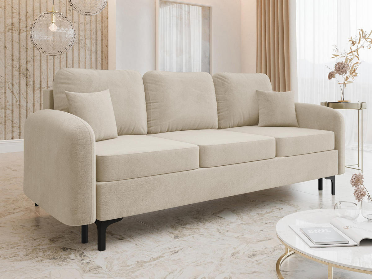 SCHLAFSOFA Venice - Schwarz/Naturfarben, Holz/Textil (225/96/94cm) - MIRJAN24