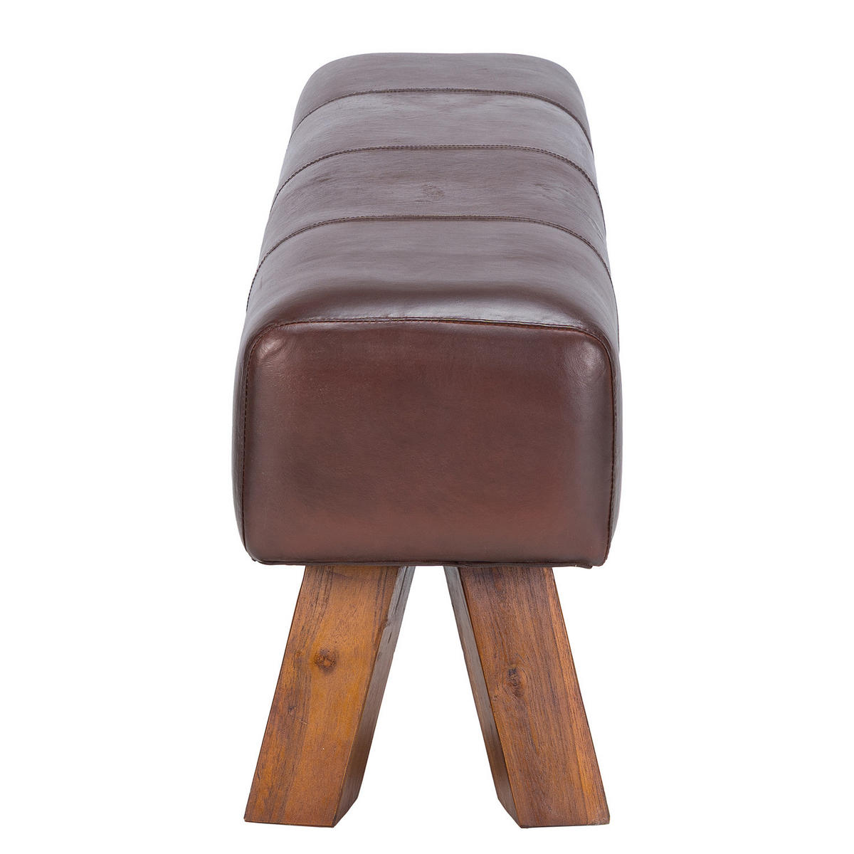 SITZBANK - Echtleder, Teak massiv - Cognac, Leder (140/47/32cm) - home24