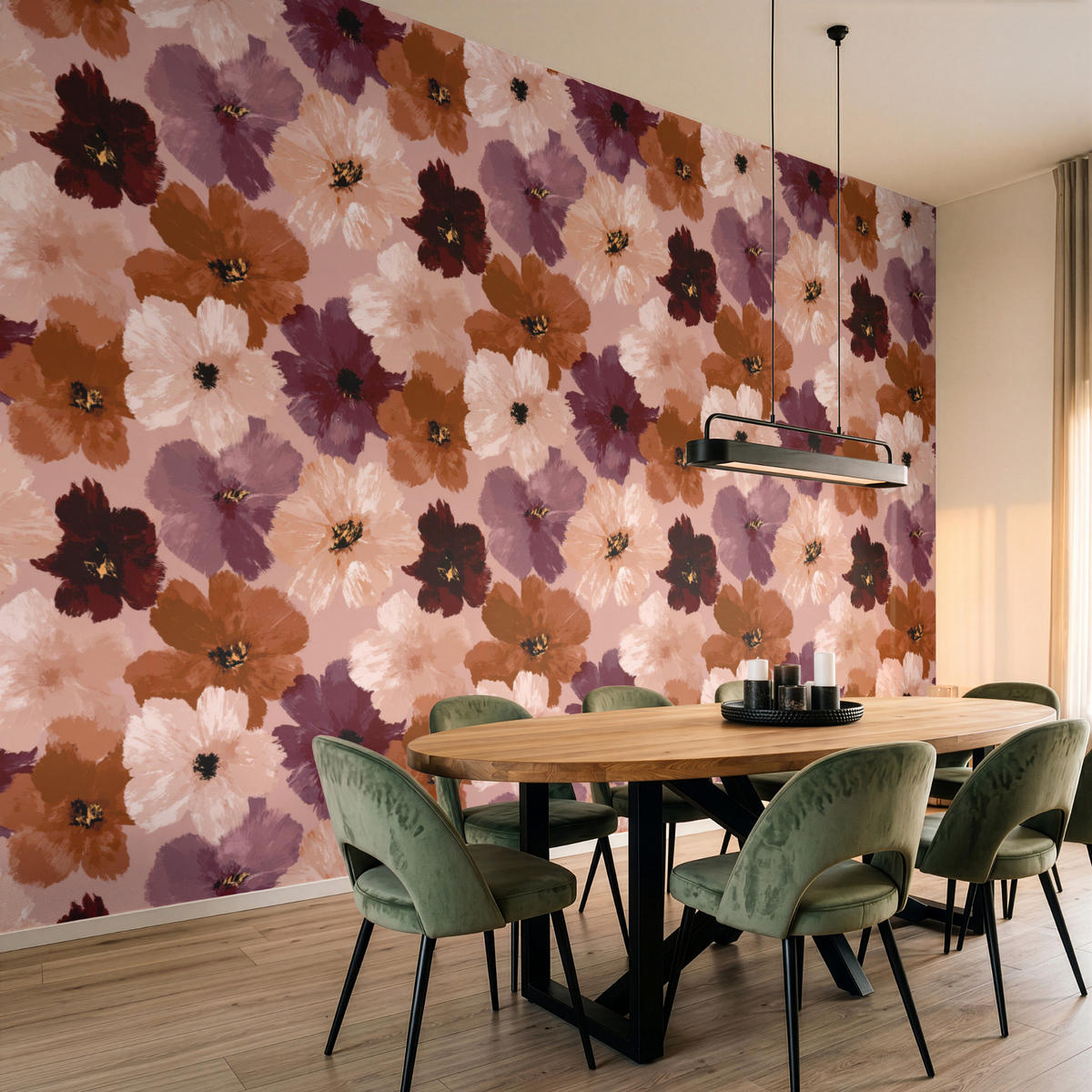 TAPETE - Blumen - Abstrakt - Erdtöne - 450x300 cm - Multicolor, Papier (450/300cm) - OnlyWow