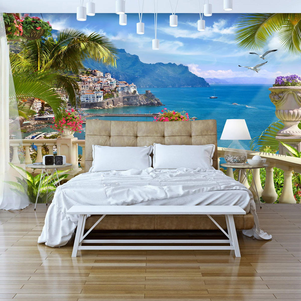 SELBSTKLEBENDE FOTOTAPETE 441/315 cm - Blau/Grün, Textil (441/1cm) - KUNSTLOFT