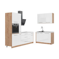 KUHINJA Fame-Line, Sjajna Bijela /Hrast zlatnog tona, 220 x 120 cm, RP Mramor - hrast medunac/bijela visoki sjaj, drvni materijal (220/206.8/60cm) - Vicco