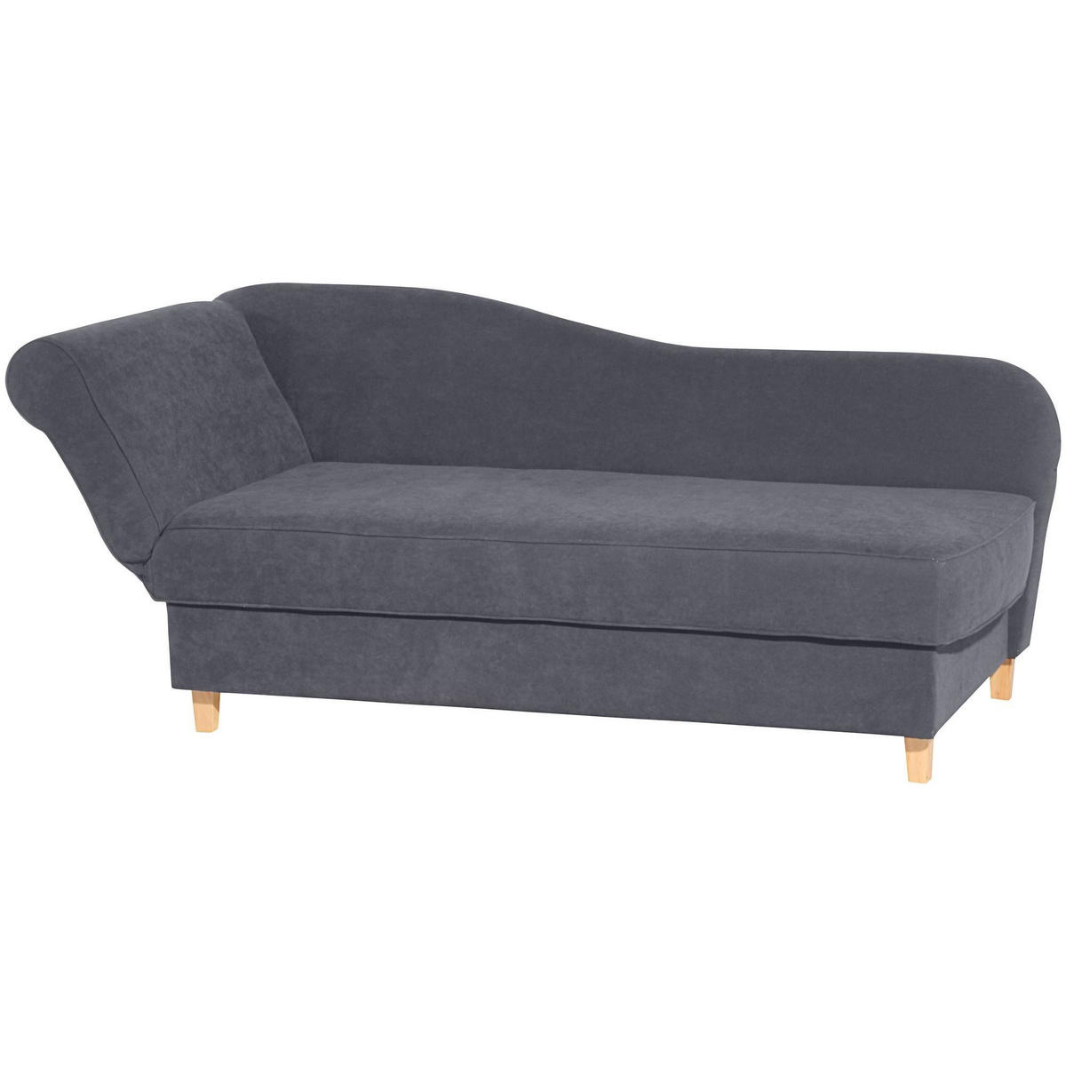 RECAMIERE mit Armteil links klappbar Katia Bezug Veloursstoff Buche natur / anthrazit - Grau, Kunststoff (190/82/88cm) - 58aufmkessel