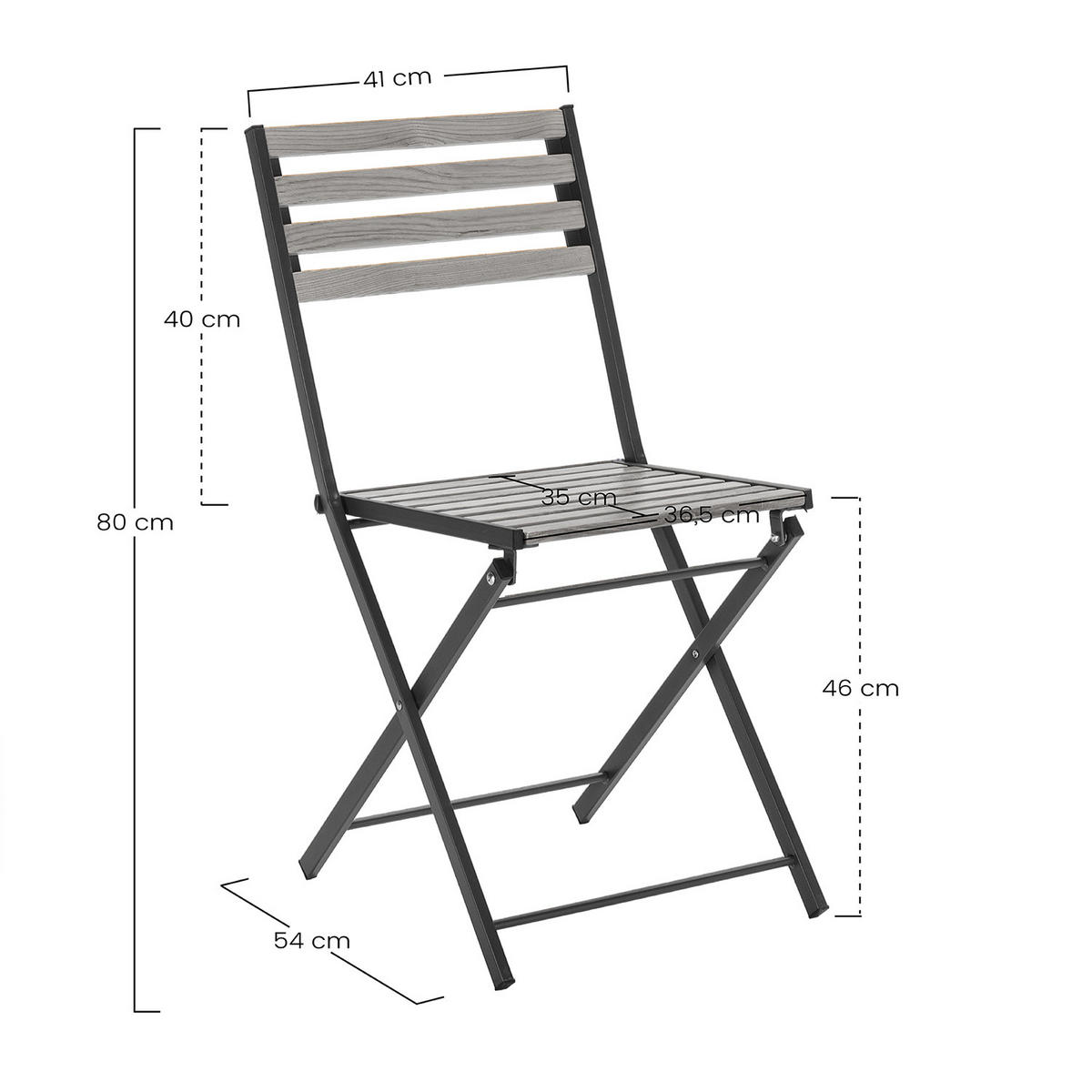 GARTENKLAPPSTUHL-SET Ambar Metall - Schwarz, Metall (41/80/54cm) - VS Venta-stock