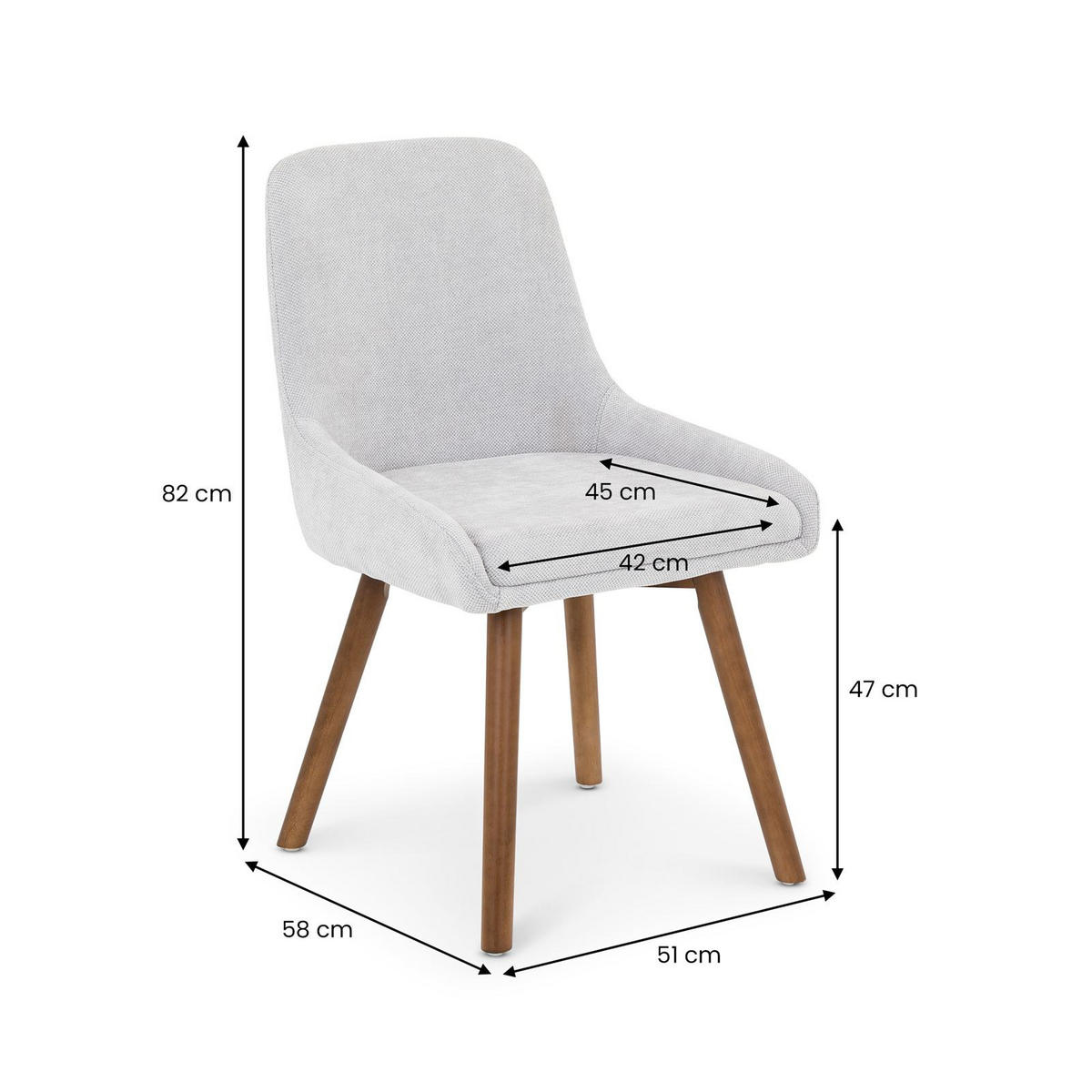 ESSZIMMERSTÜHLE PIPPA 2er-Set grau - Grau, Textil (82/42/58cm) - IDIMEX