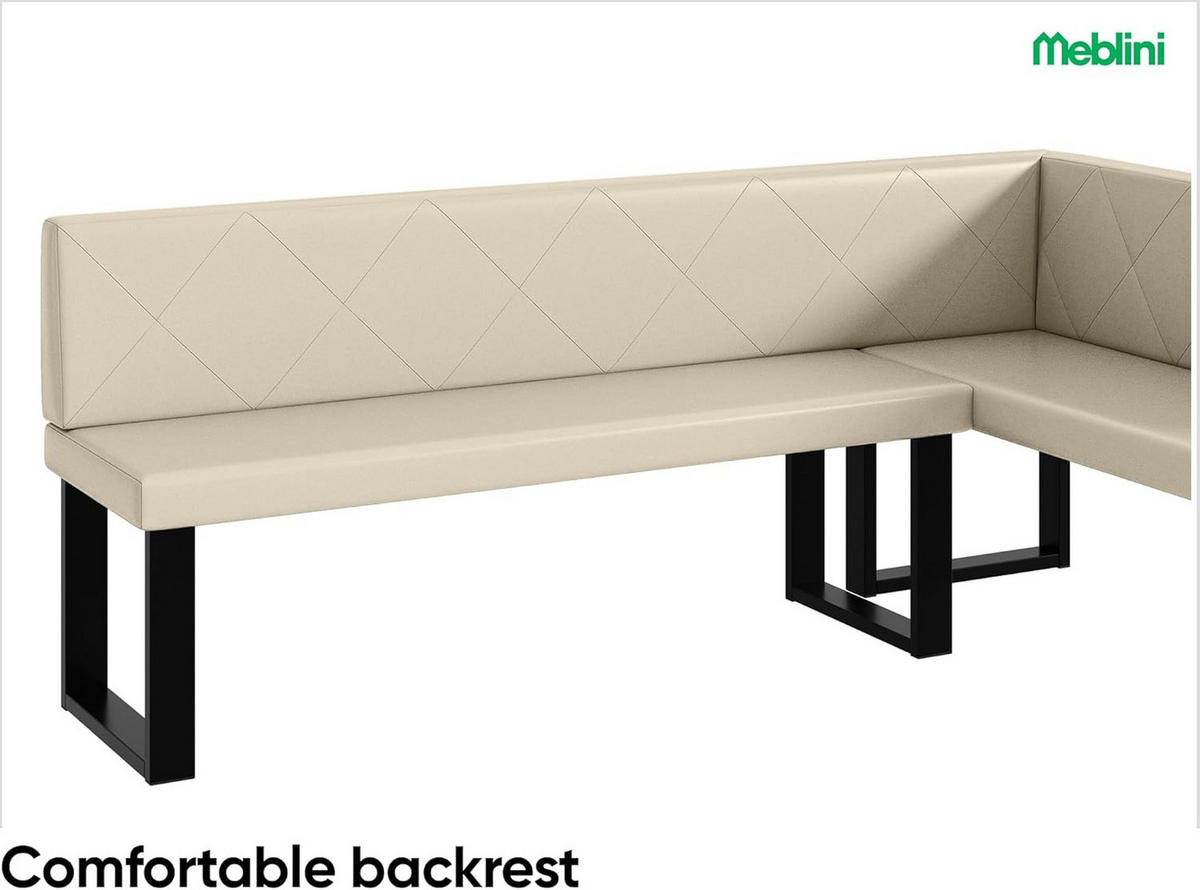 ECKBANK ERIC_U - Creme, Leder (142/196cm) - Meblini