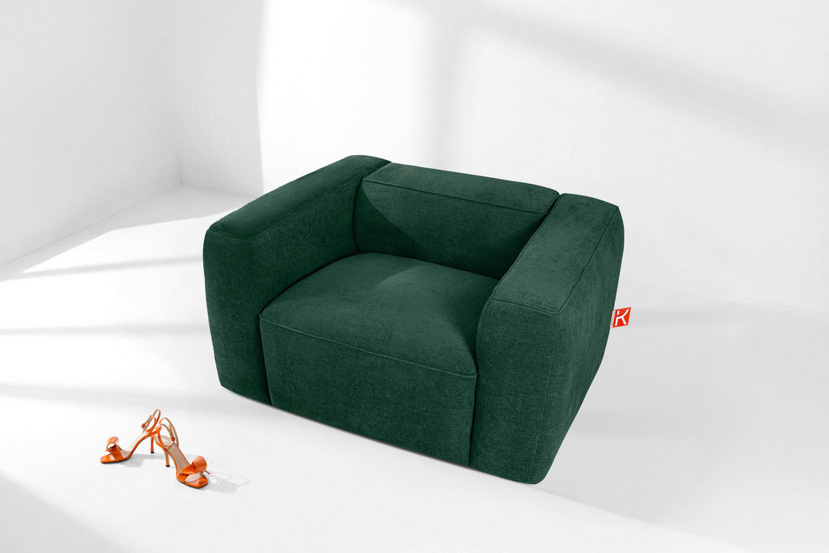 SESSEL FUBBO, Dunkelgrün - Dunkelgrün, Holz/Holzwerkstoff (130/73/96cm) - KONSIMO®
