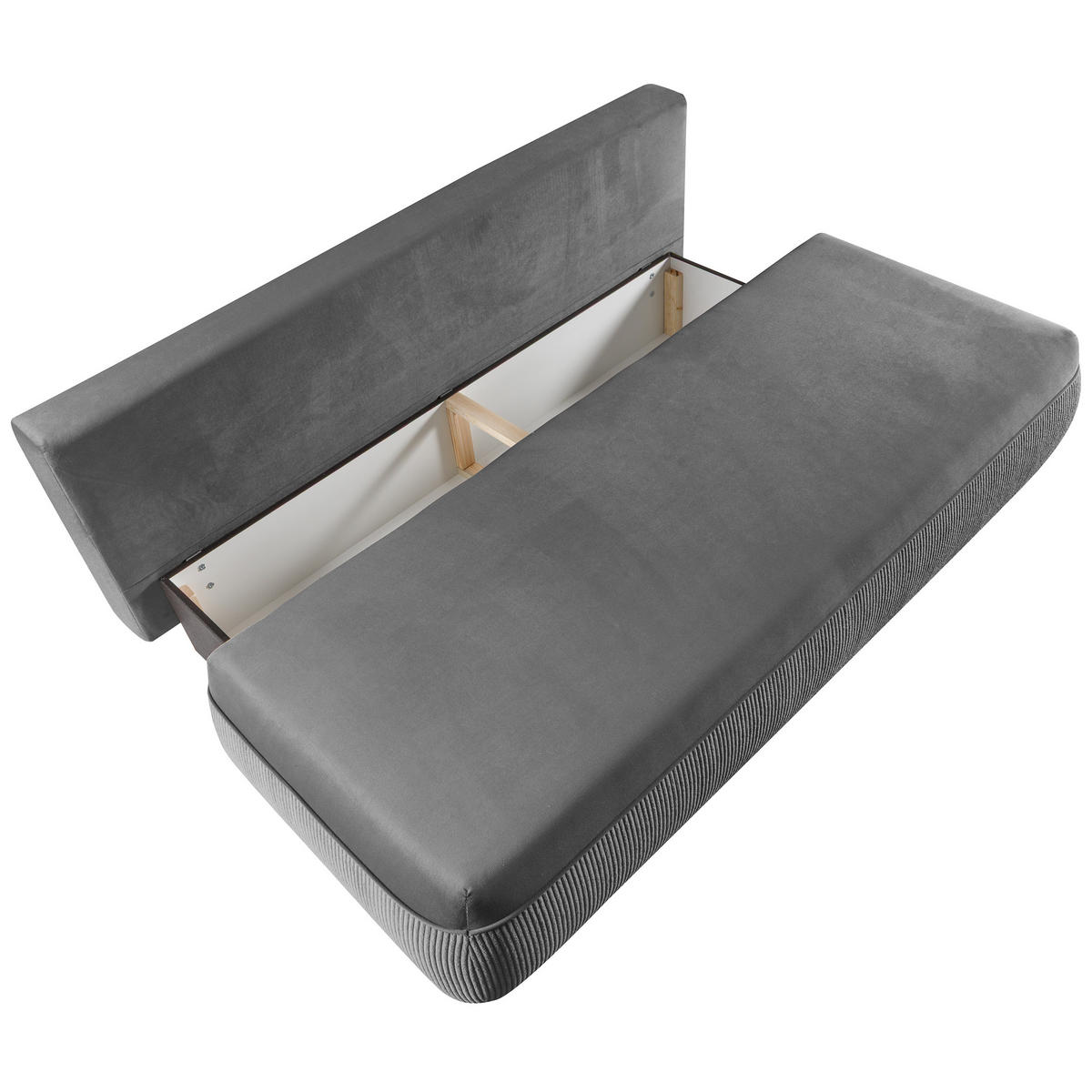 SCHLAFSOFA Aida 3-Sitzer mit Schlaffunktion, Grau - Grau, Textil (211/88/93cm) - Beautysofa