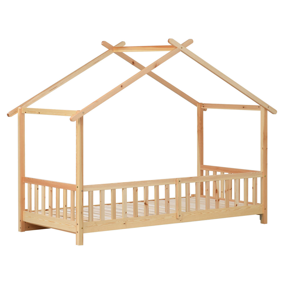 HAUSBETT Massivholz 200/90 cm + 200/180 cm Natur - Ahornfarben, Holz - Raumix