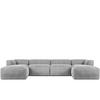 PANORAMA-ECKSOFA BUFFO 7/8 Sitzer mit extrem weicher Sitzfläche, Kordstoff, hellgrau - Hellgrau, Textil (424/73/180cm) - KONSIMO®