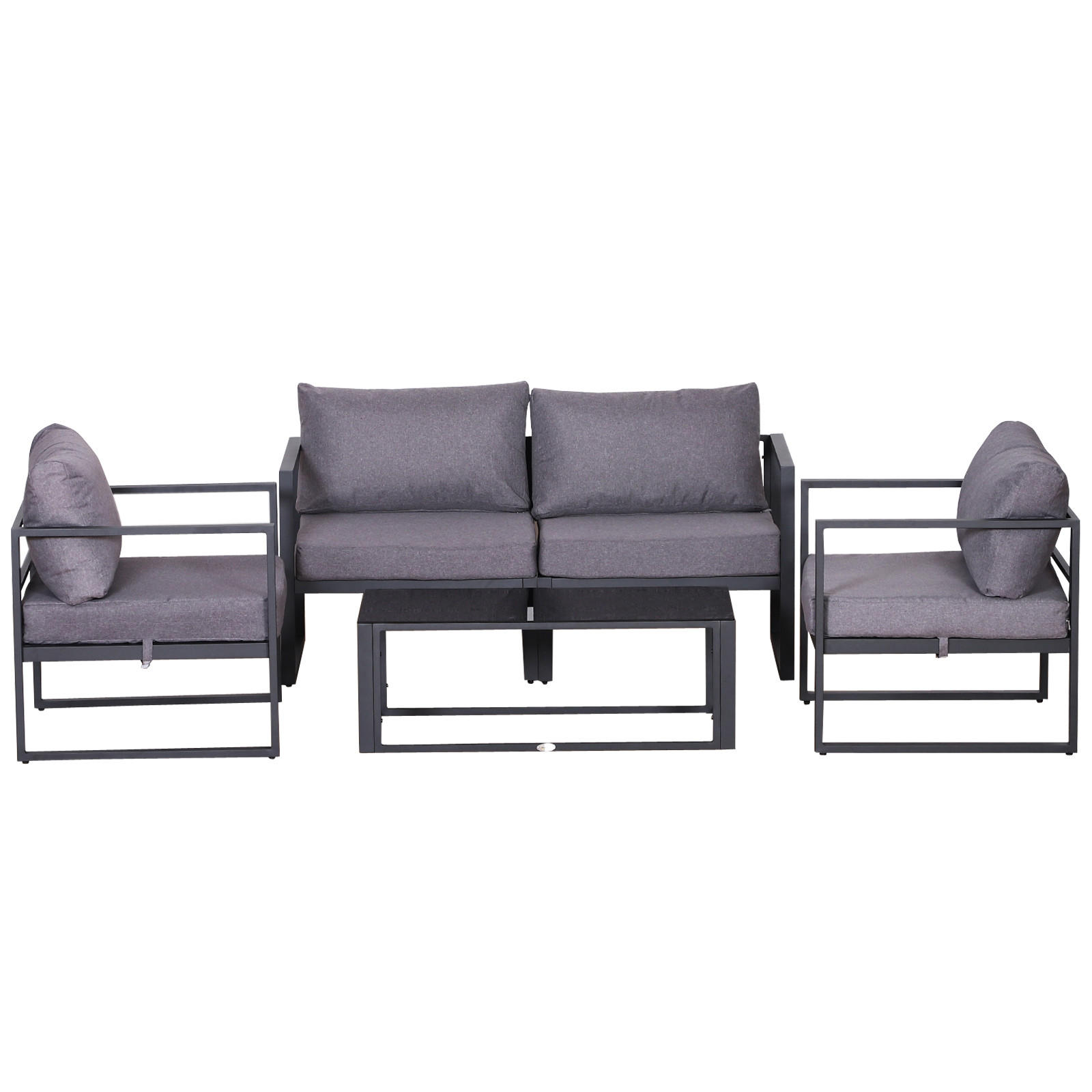GARTENMÖBEL-SET, Aluminium, Polyester, Grau - Grau, Metall - Outsunny