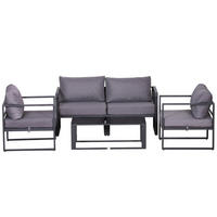 GARTENMÖBEL-SET, Aluminium, Polyester, Grau - Grau, Metall - Outsunny