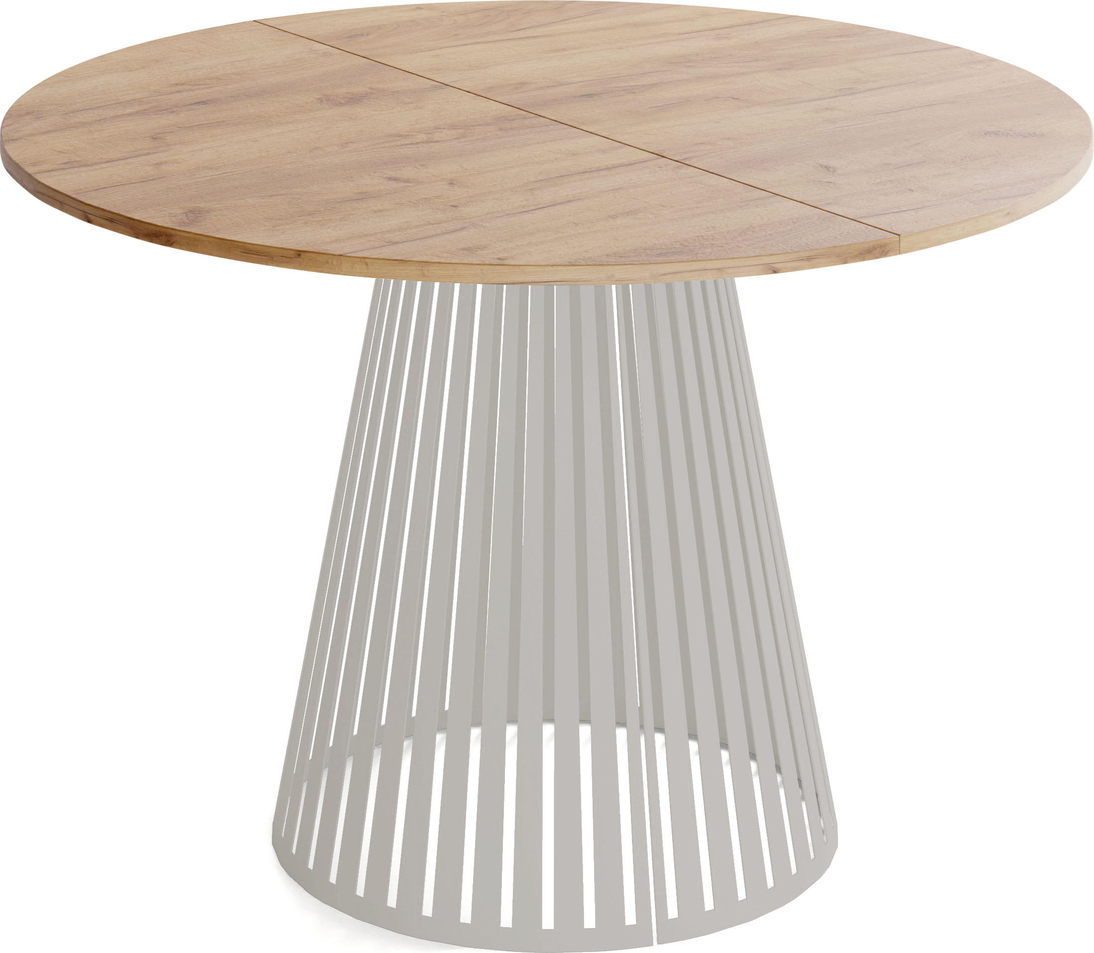 ESSTISCH Naro rund ausziehbar mit Lamellen-Metallgestell in Grau-Beige, Braun 120-200/120/76 cm - Kaschmir/Eiche Wotan, Holzwerkstoff/Metall (120/120/76cm) - WFL GROUP