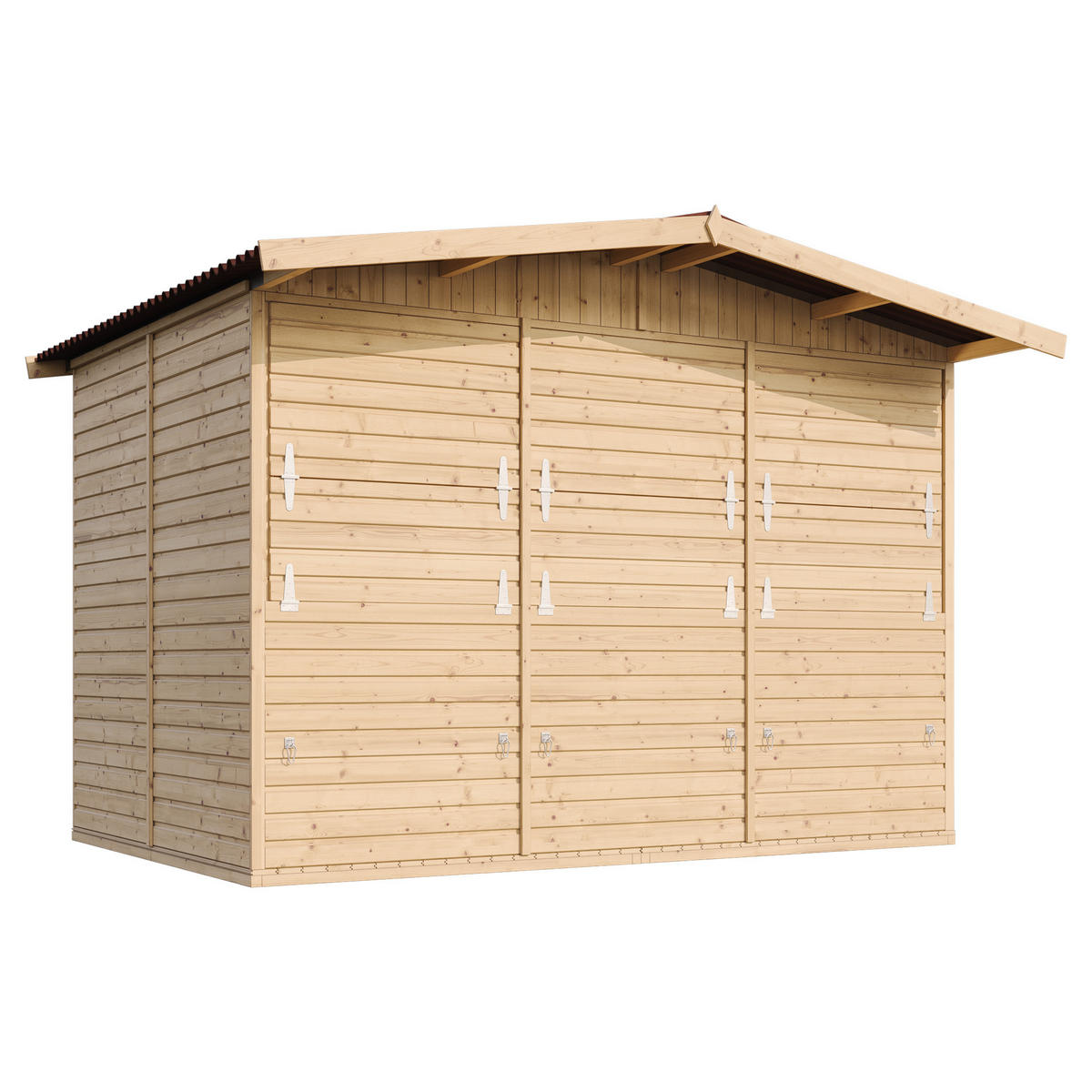 MARKTBUDE Holz, Gartenhaus, DREI FENSTER - 200x300/6 m2 M150A - Beige, Holz (336/232/263cm) - Timbela