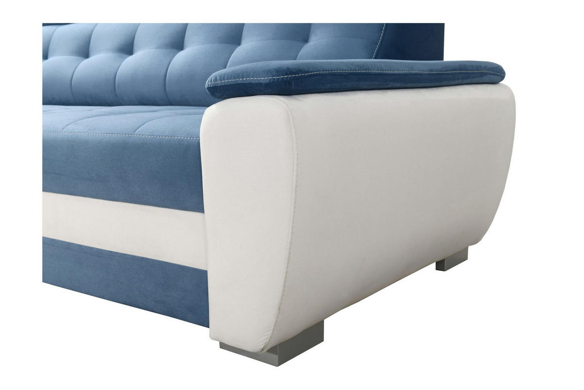 SCHLAFSOFA DIANA Schaumstoff und Holz Breite 230 cm - Blau, Holz (230/90/95cm) - Robin