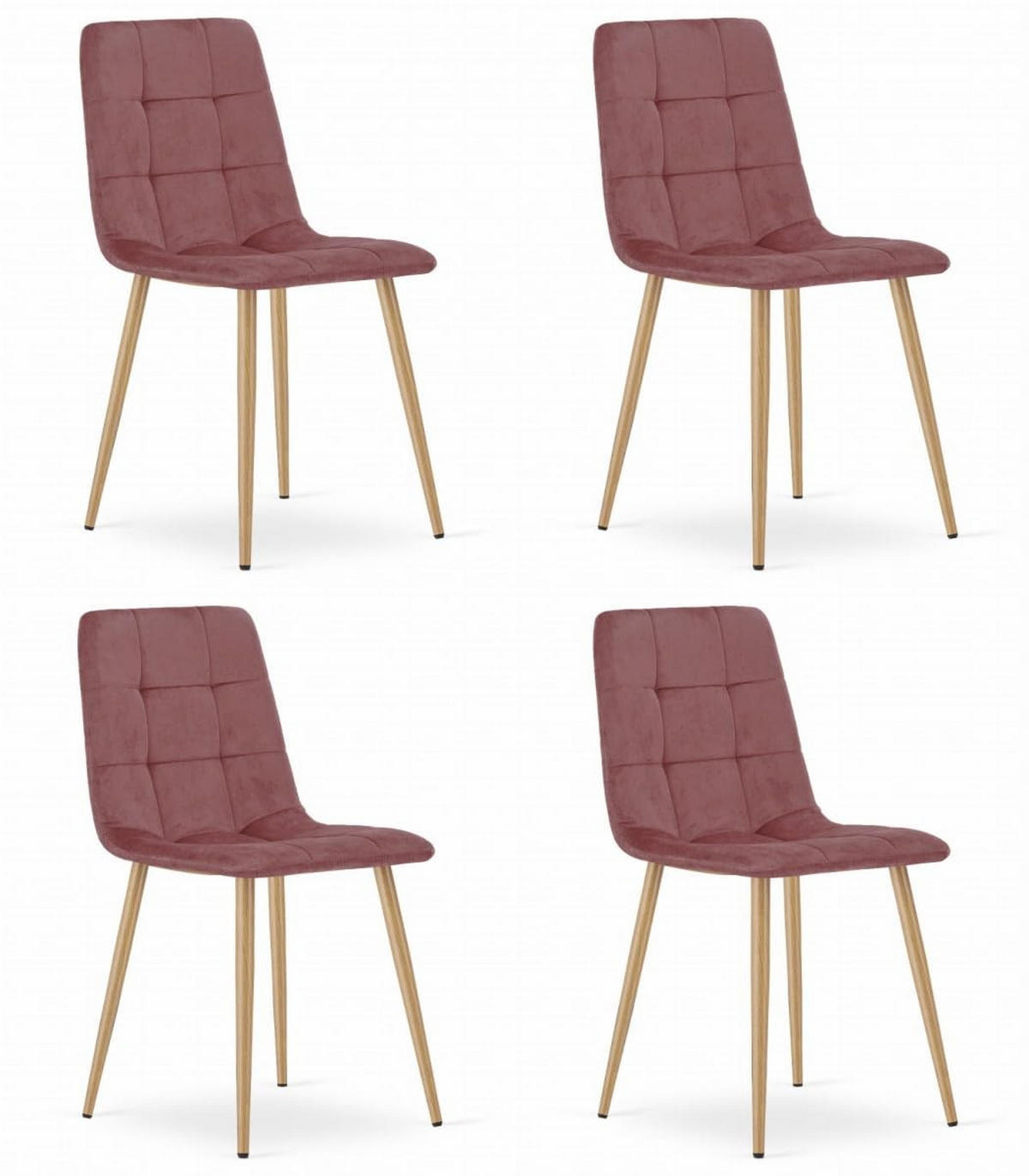 ESSZIMMERSTÜHLE 4er Set Rosa Velours, Gepolsterte Sitzfläche, Metallfüße, Modernes Design - Pink, Textil (46/89/51cm) - Best For Home
