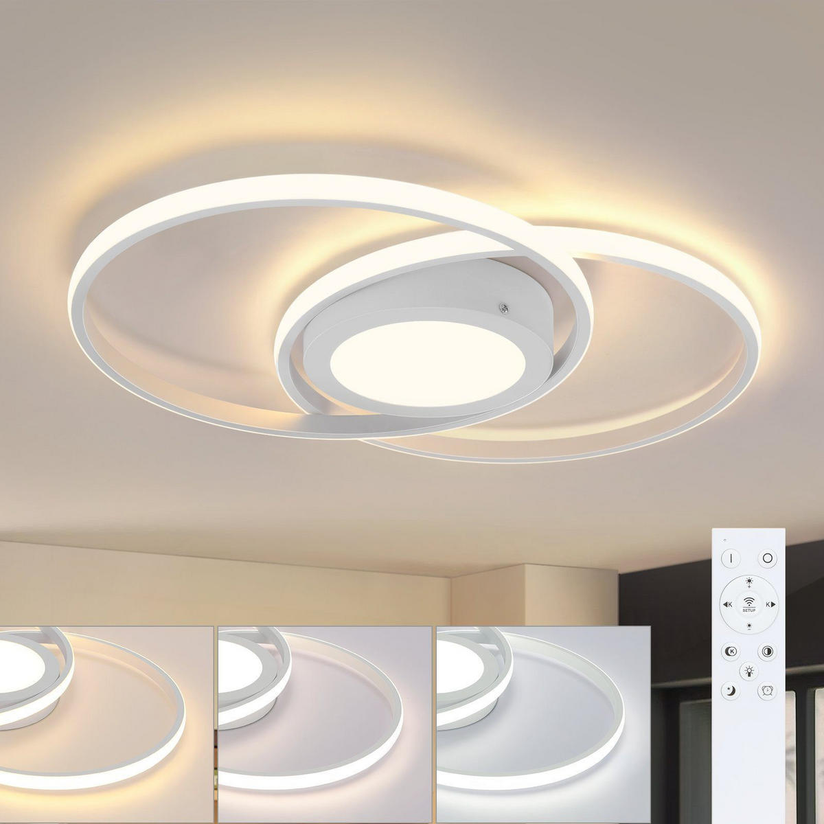 LED-DECKENLEUCHTE Einäugig 47.4/33.2/4 cm - Weiß, Metall (33.2/47.4/4cm) - Nettlife