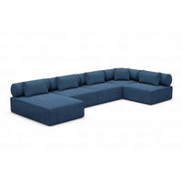 WOHNLANDSCHAFT Cipriani Blau Strukturstoff - Blau, Kunststoff (400/77/200cm)