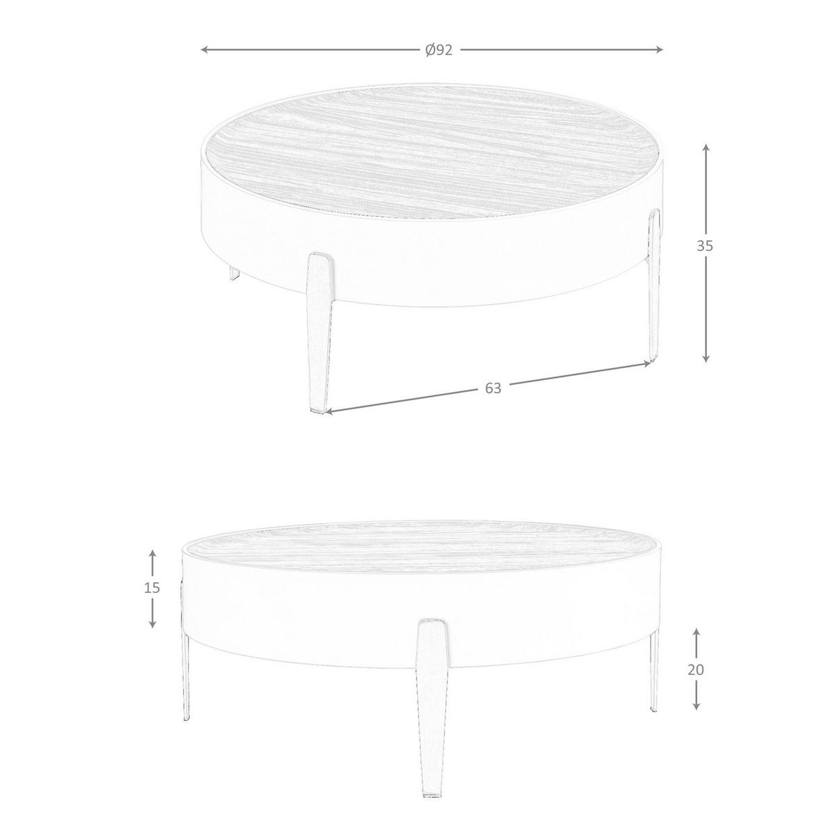 COUCHTISCH rund Beige Gold Walnuss 92/92/35 cm - Beige, Holzwerkstoff/Metall (92/92/35cm) - ANGEL CERDA