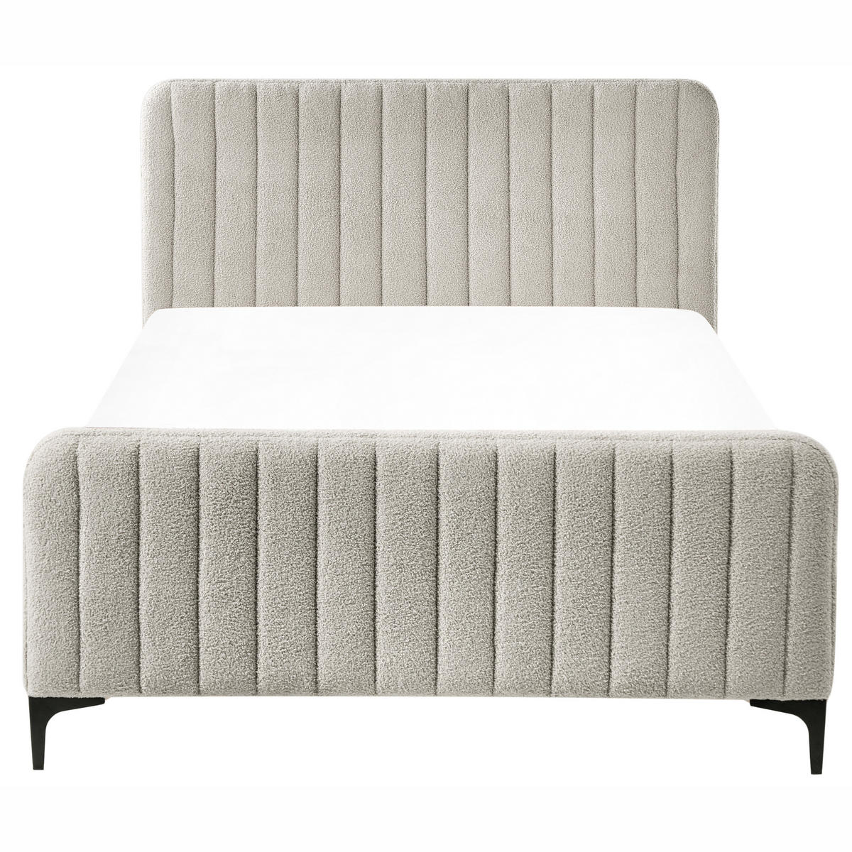 BETT mit Lattenrost 120/200 cm Beige Lunan - Beige/Schwarz, Textil (120/200cm) - Beliani