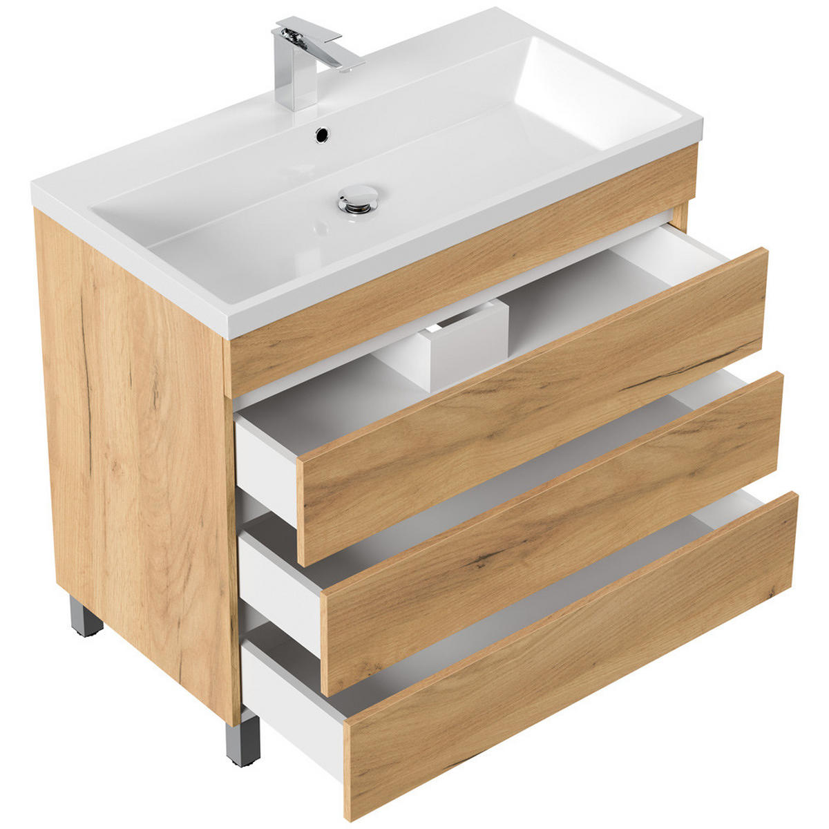 WASCHTISCH Frome-02 - Braun, Holzwerkstoff (90/84/48cm) - Lomado
