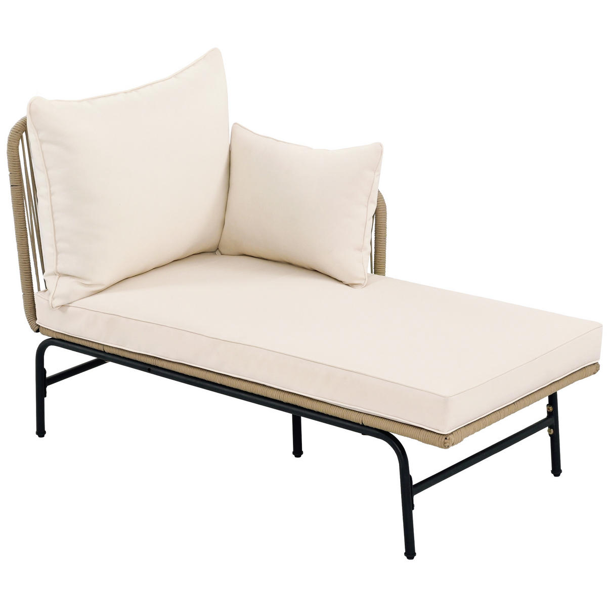 L-FÖRMIGES Terrassenmöbel-Set mit Kissen & Liegestühlen - Beige, Metall - Modfu