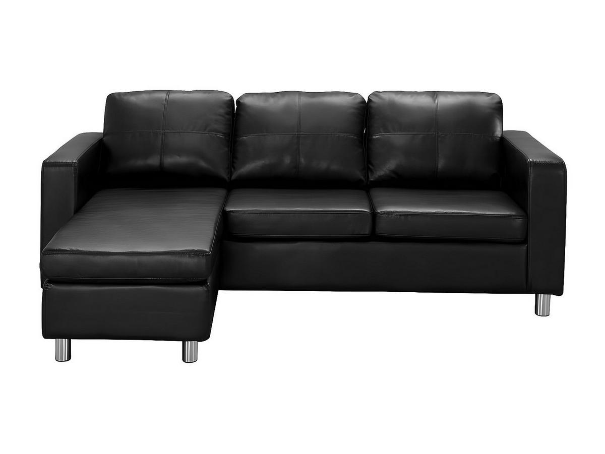 ECKSOFA - Kunstleder - Schwarz - ACKLEY - Schwarz, Leder (133/196cm) - Vente-Unique