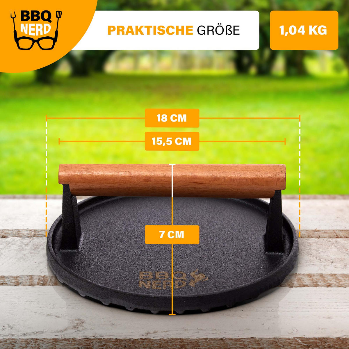 FLEISCHBESCHWERER Gusseisen 18cm rund - Schwarz, Metall (19/9/19cm) - BBQ Nerd