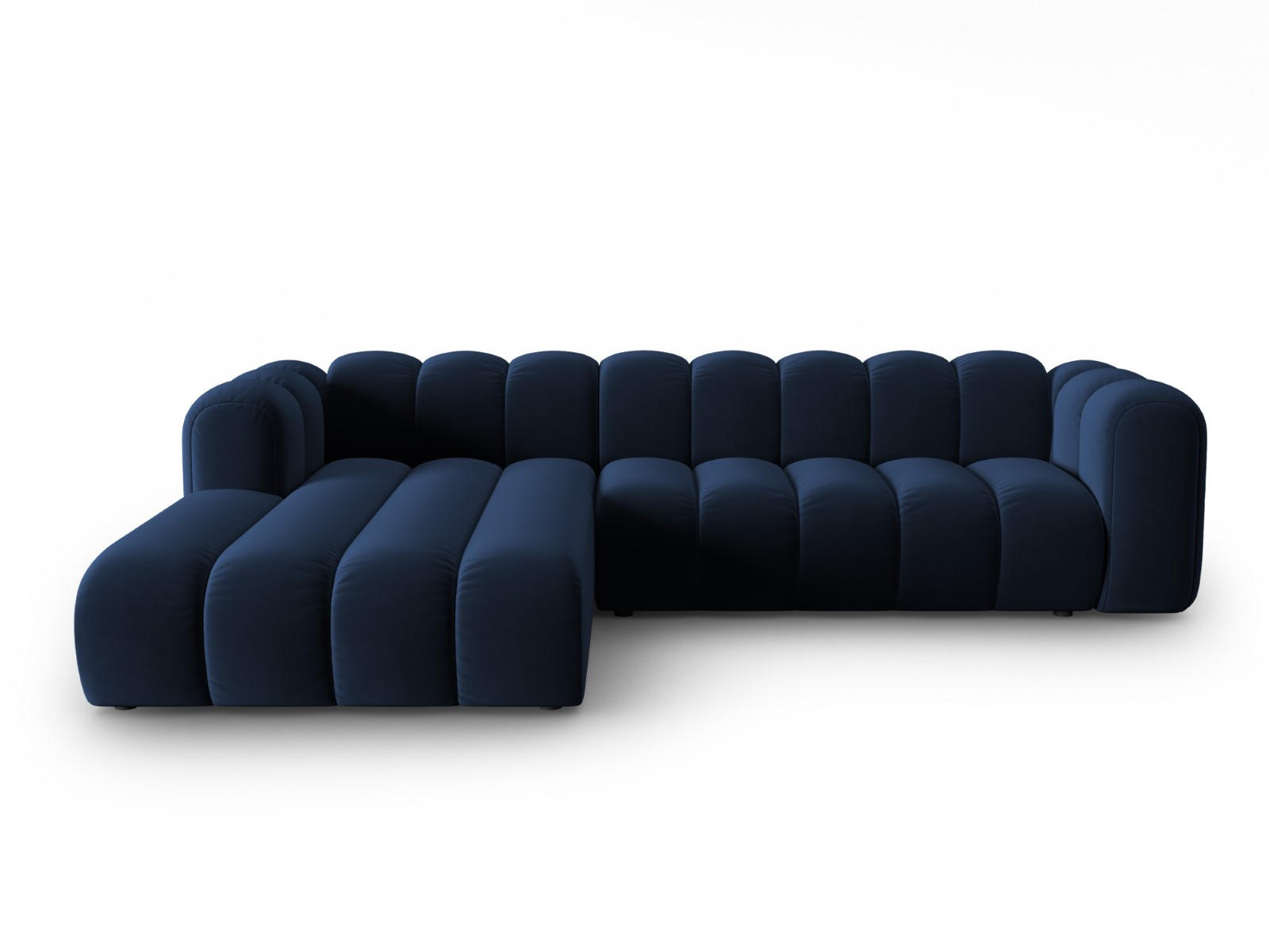 ECKSOFA modular links Lupine aus Samt königsblau 4 Sitzplätze - Dunkelblau, Textil (177/290cm) - Micadoni