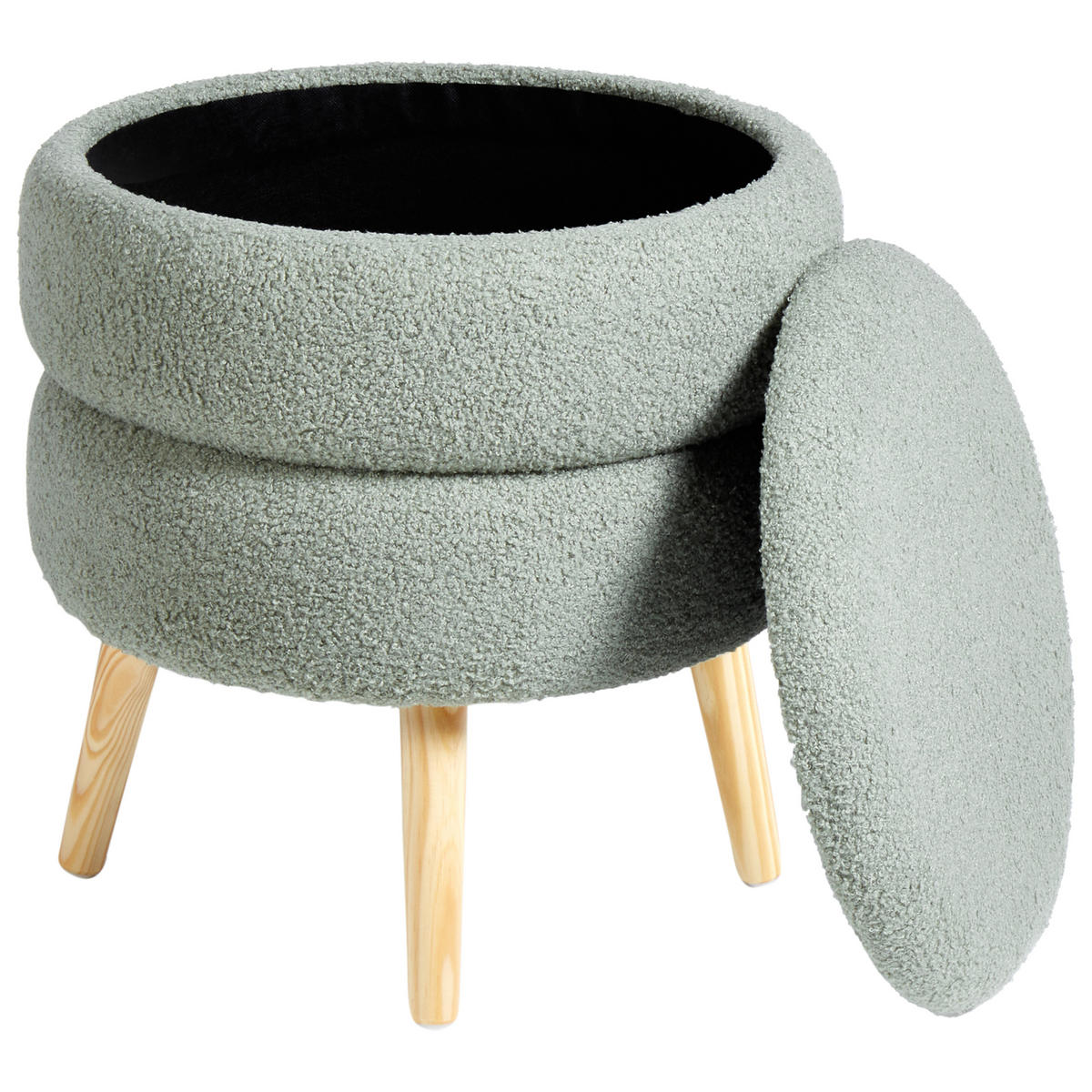 HOCKER Grün Okaton - Braun/Grün, Textil (44/48/44cm) - Beliani