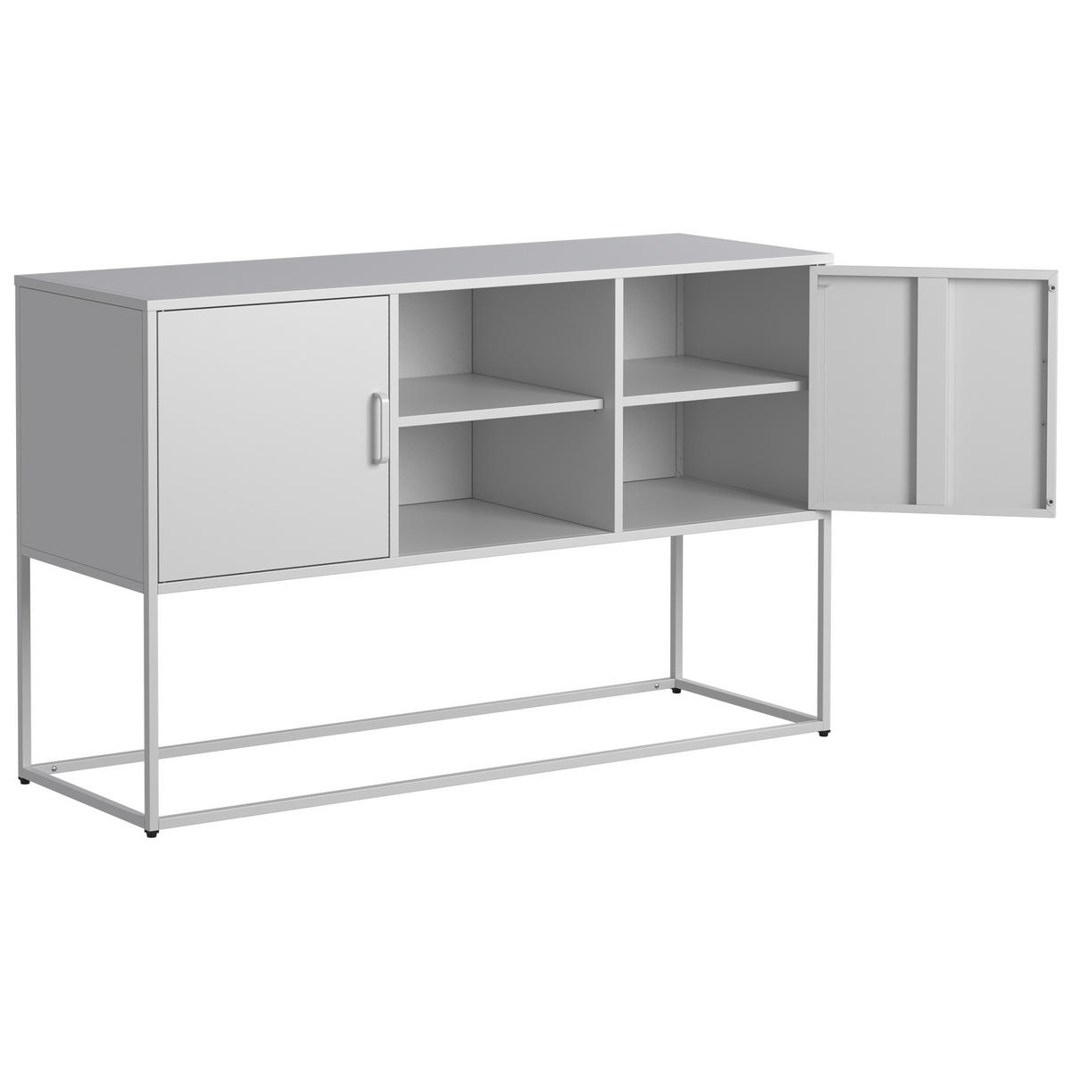 SIDEBOARD 120/40/75 cm weiß aus Metall mit 6 Fächern - Weiß, Metall (120/75/40cm) - OKWISH