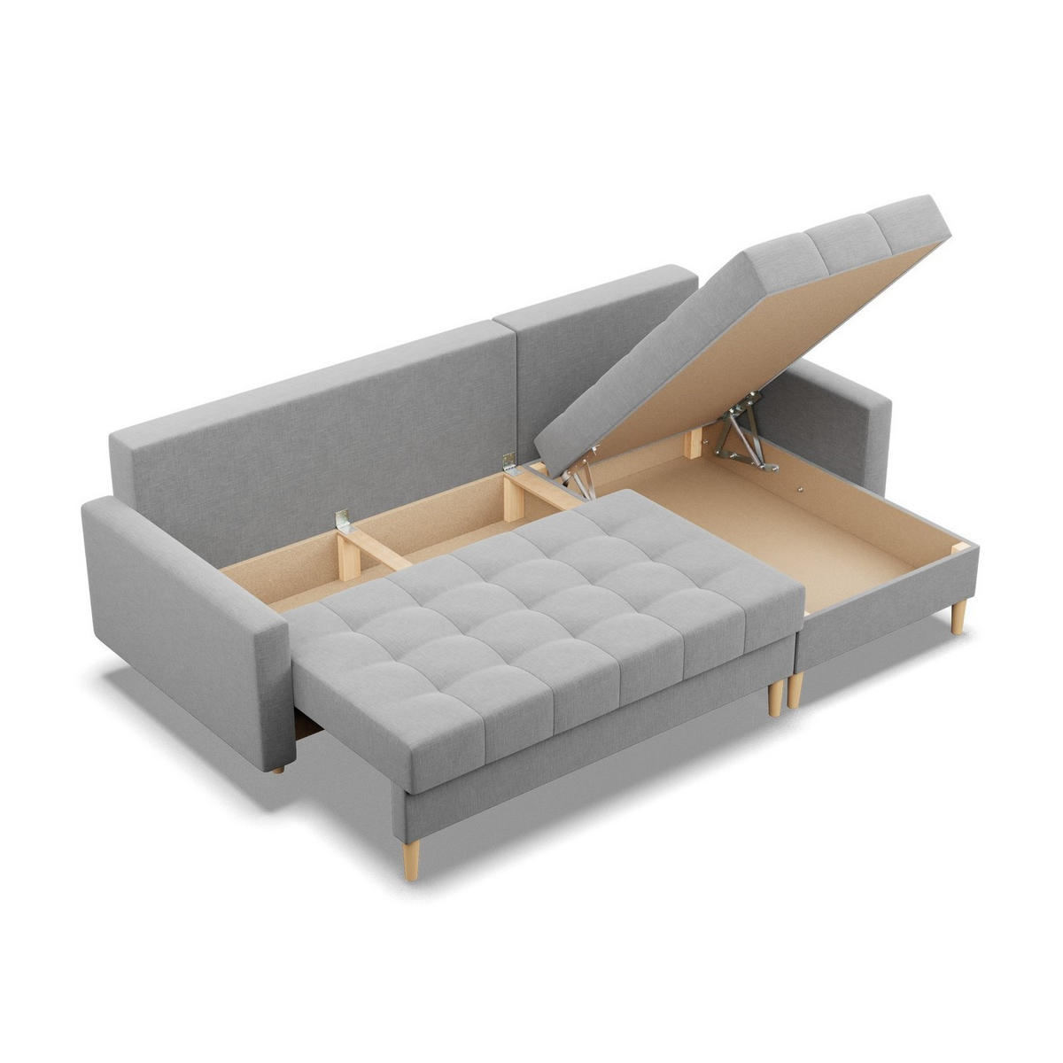 ECKSOFA MIT SCHLAFFUNKTION ELMA, Grau - Grau, Textil (223/140cm)