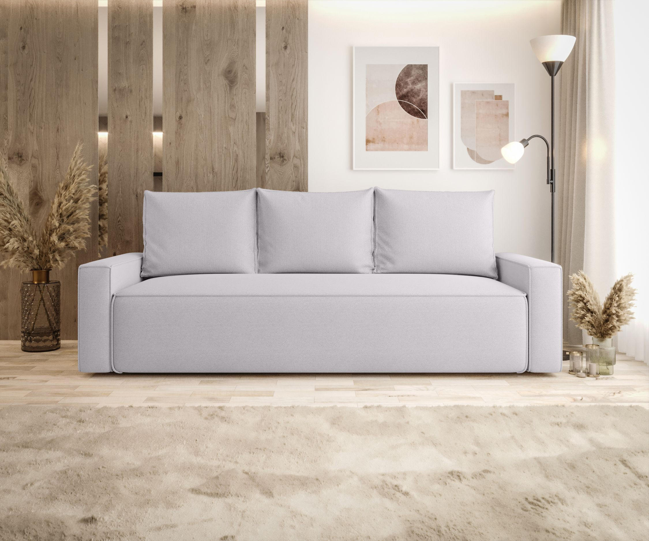 SOFA mit Schlaffunktion SAVIO Curio 80 - Hellgrau, Textil (232/90/90cm) - Bedante