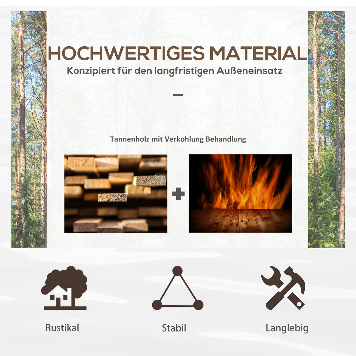 GARTENBRÜCKE aus Tannenholz - Dunkelbraun, Holz (100/50/37cm) - Outsunny