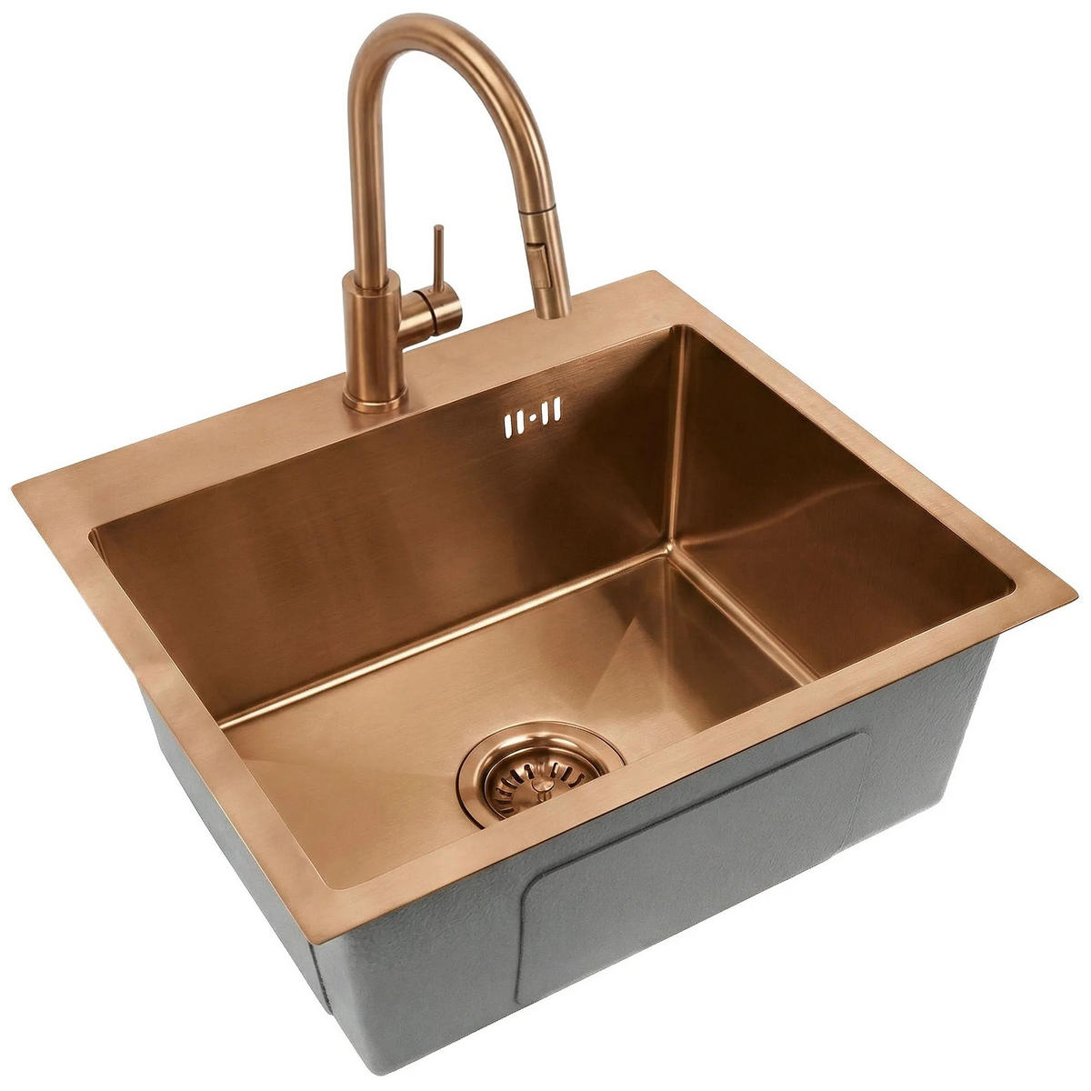 EDELSTAHLSPÜLE Rea Leo 50 Brush Copper ohne Küchenarmatur - Kupferfarben, Metall (45/18.5/50cm) - REA