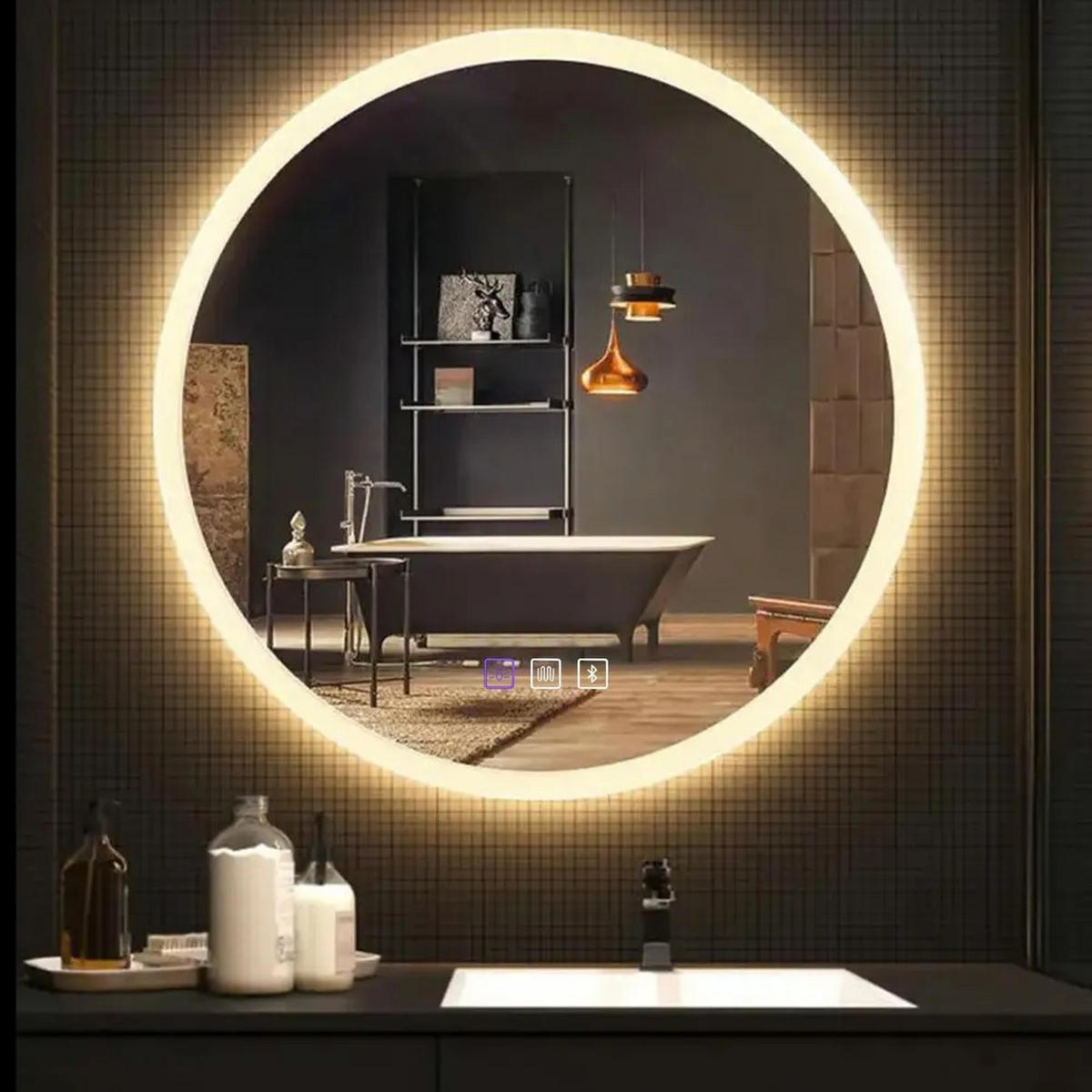 SPIEGEL Rea Led Bluetooth Ffj 60cm - Chromfarben, Glas (60/60/2cm) - REA