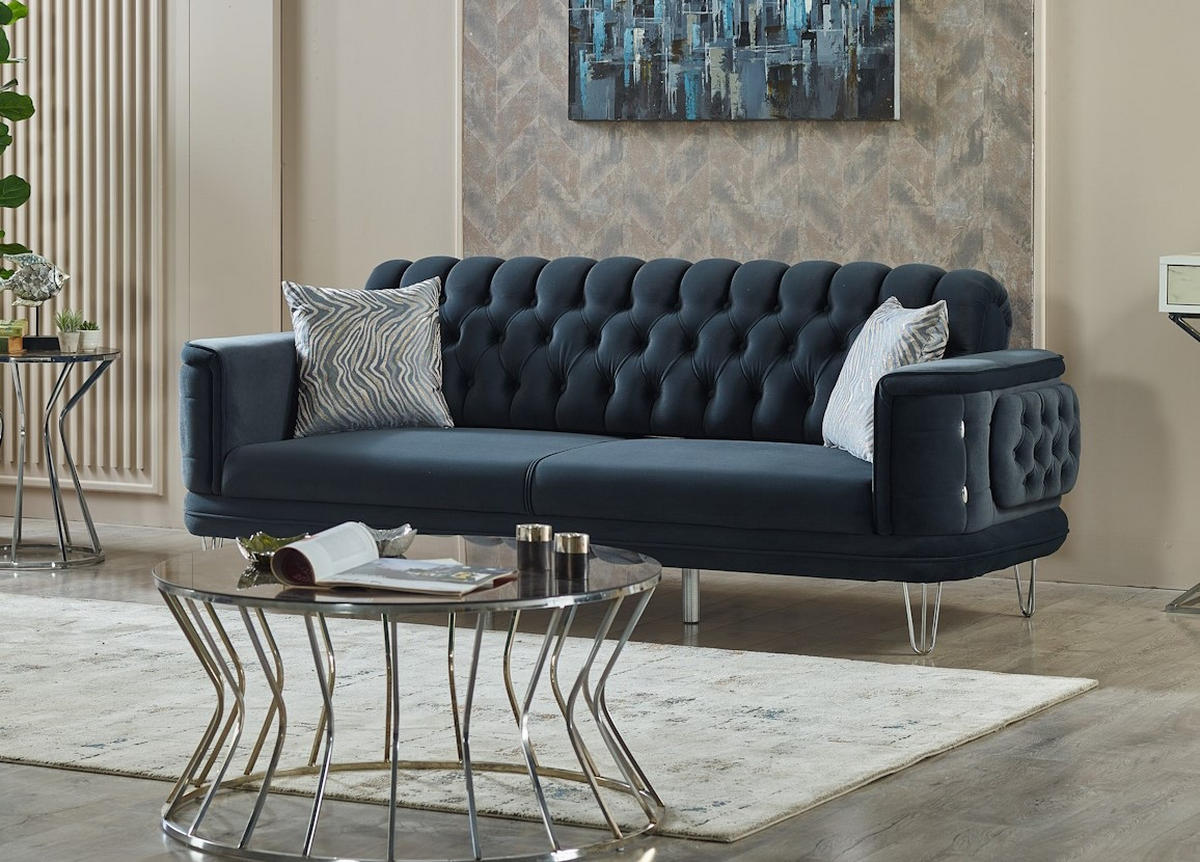 SITZGARNITUR Carlo Anthrazit Stellvariante:3+3 - Anthrazit, Holz (230/85/95cm) - Villa Möbel