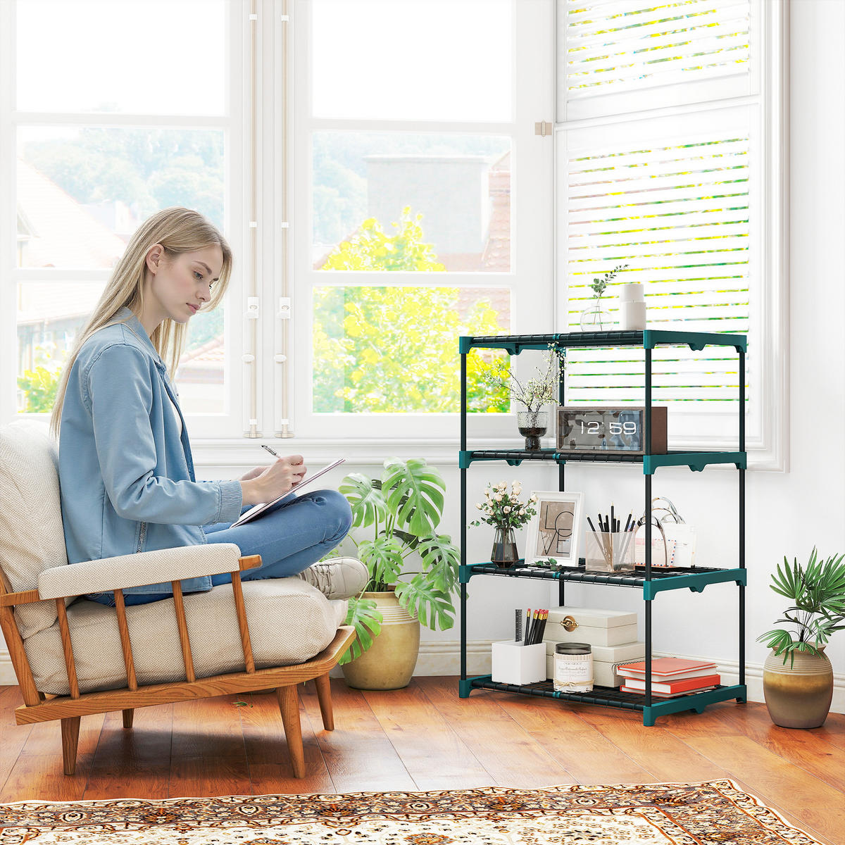 PFLANZENREGAL mit 4 Etagen Grün - Dunkelgrün, Metall (49/105/67cm) - Outsunny