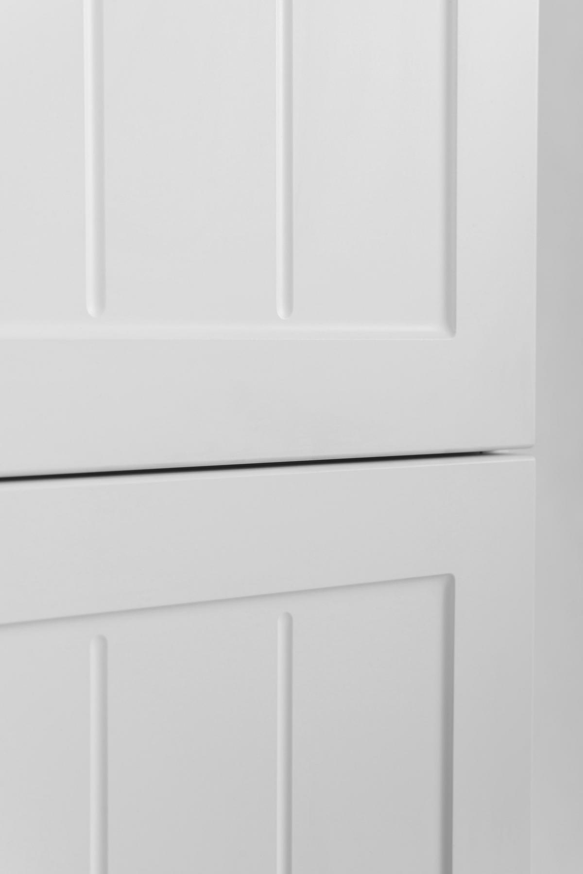 BADEZIMMERSCHRANK, weiß, 35 x 136 x 27 cm, schwarzer Griff - Schwarz/Weiß, Holzwerkstoff/Metall (35/136/27cm) - 3XE LIVING