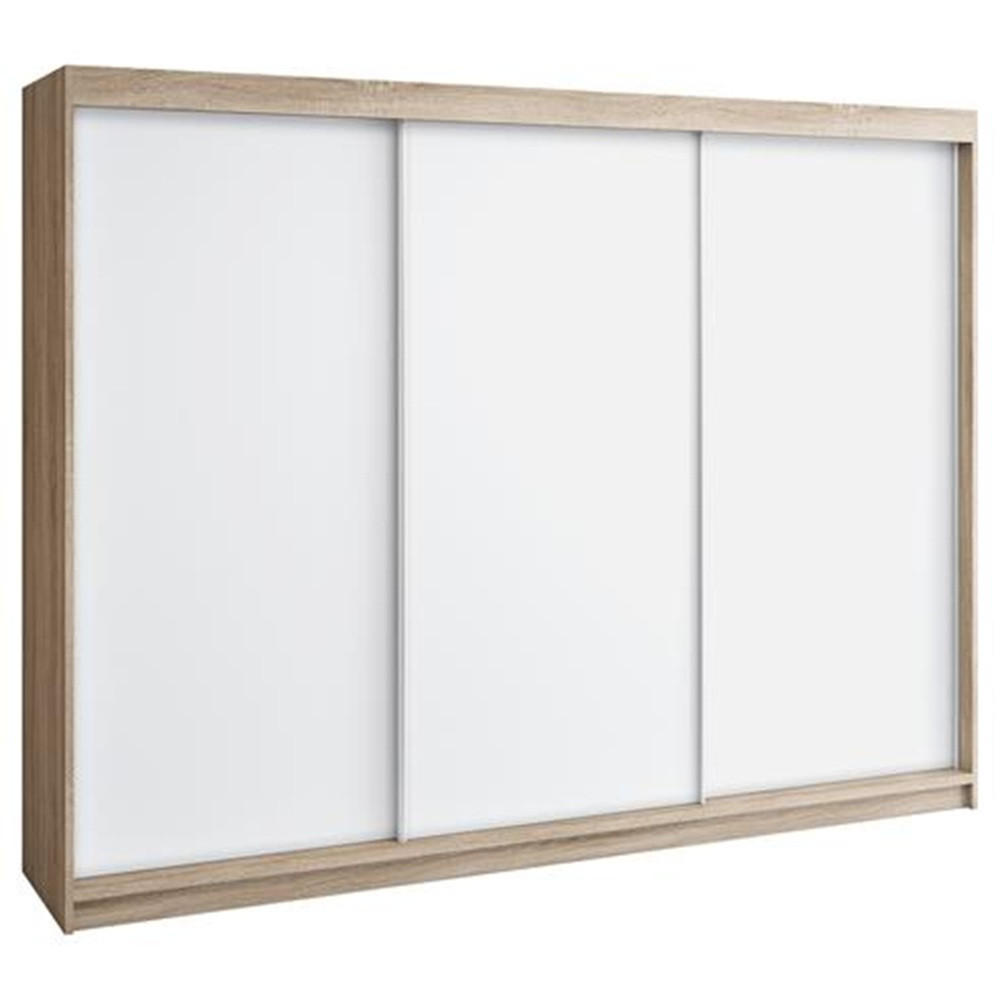 SCHWEBETÜRENSCHRANK 200 CM MERO Farbe: Sonoma / weiß / weiß / weiß - Braun/Weiß, Holzwerkstoff (200/215/59.5cm) - A&J MöbelLand