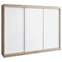 SCHWEBETÜRENSCHRANK 200 CM MERO Farbe: Sonoma / weiß / weiß / weiß - Braun/Weiß, Holzwerkstoff (200/215/59.5cm) - A&J MöbelLand