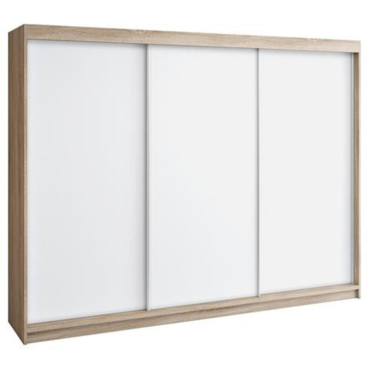 SCHWEBETÜRENSCHRANK 200 CM MERO Farbe: Sonoma / weiß / weiß / weiß - Braun/Weiß, Holzwerkstoff (200/215/59.5cm) - A&J MöbelLand