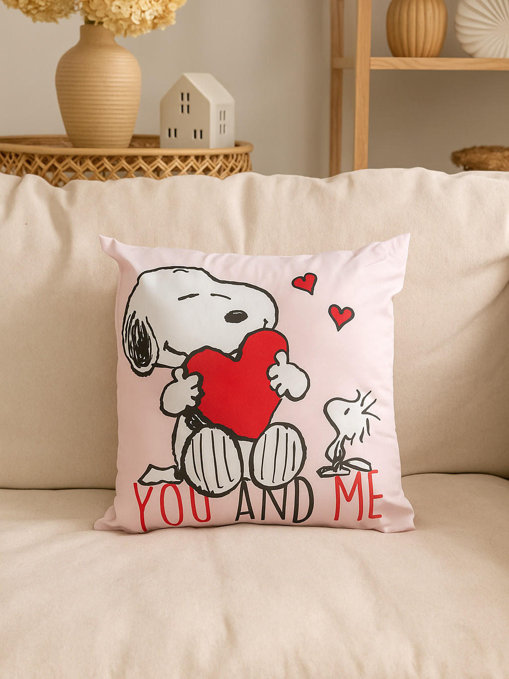 ZIERKISSEN The Peanuts Snoopy You and Me Rosa 40 x 40 cm - Rosa, Textil (40/40/10cm) - United Labels